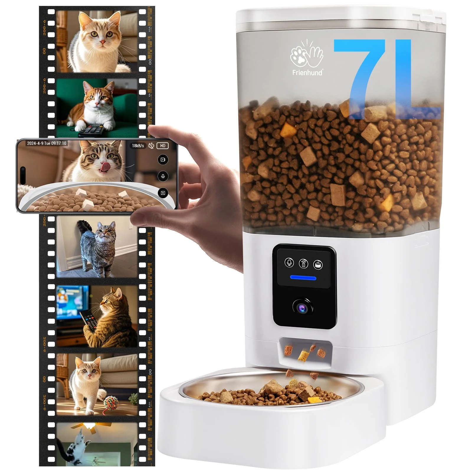 Frienhund Automatic Feeders White-100W Acrylonitrile Butadiene Styrene