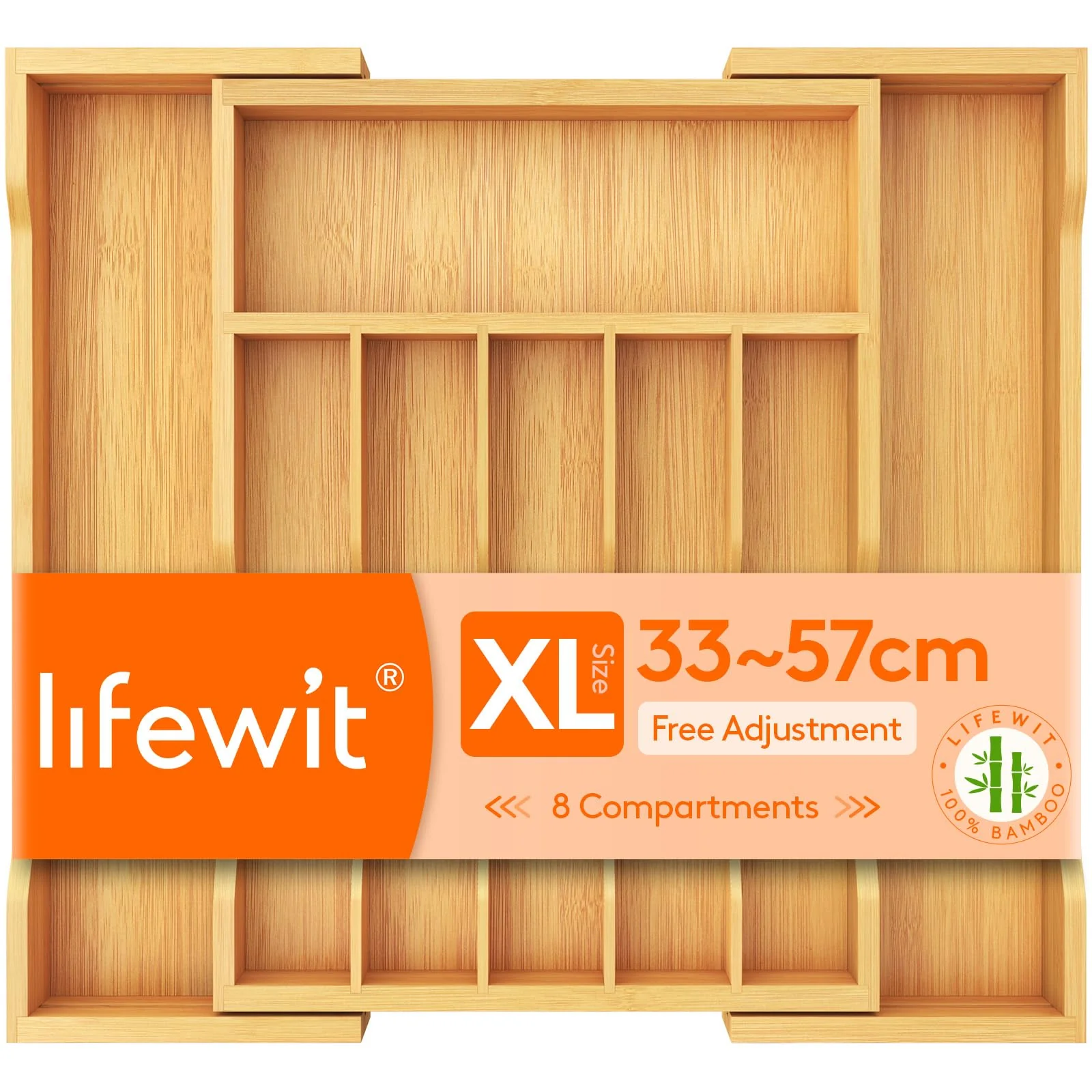 Lifewit Expandable Bamboo Utensil Tray & Kitchen Storage Accessories NEW