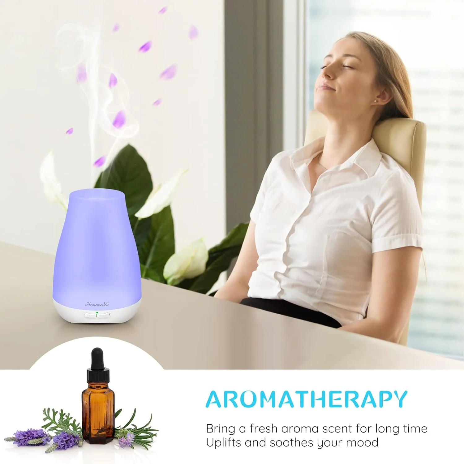 Homeweeks 100ml Scented Oil Diffusers Basic White Essential Oil Diffuser NEW - Image 3