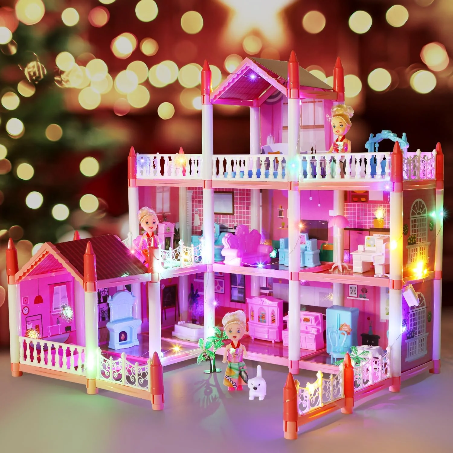 Skirfy Dollhouse Dollhouses with Colorful Light Pretend Play Toddler Doll NEW - Image 7