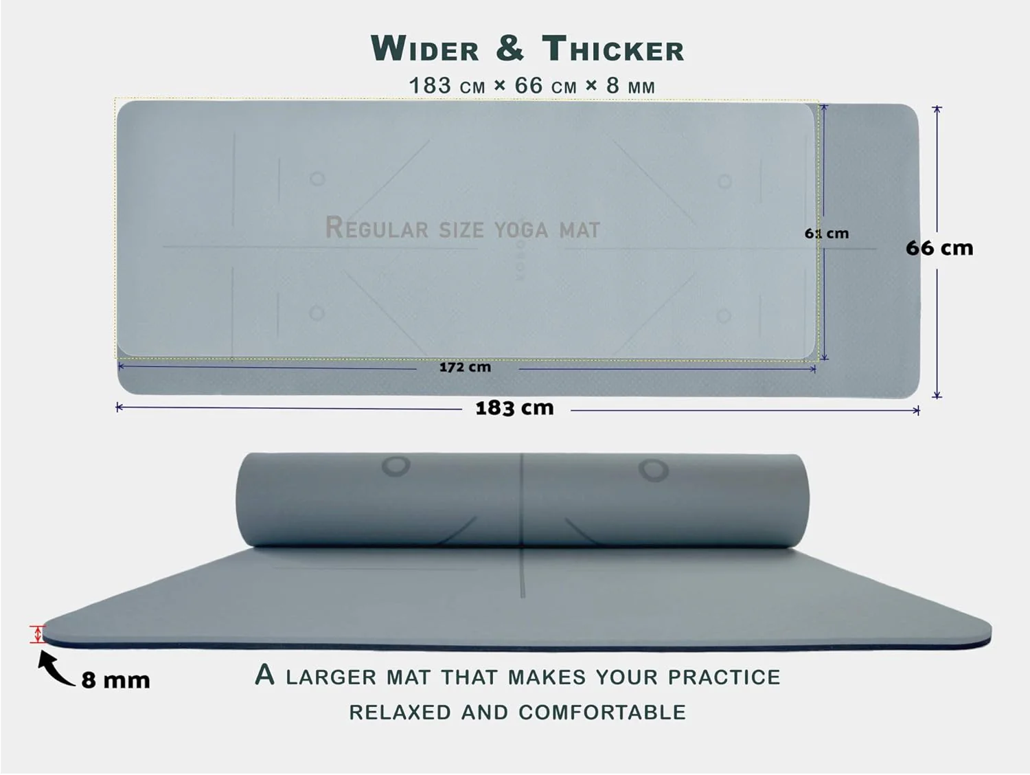 KOBONA Eco Mats Friendly TPE Yoga Mat with Strap Large Wide 8mm Extra Thick NEW - Image 5