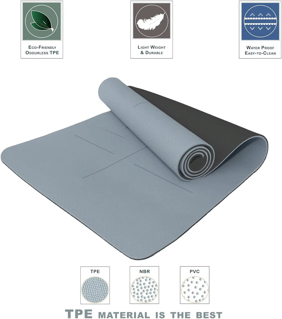 KOBONA Eco Mats Friendly TPE Yoga Mat with Strap Large Wide 8mm Extra Thick NEW - Image 7