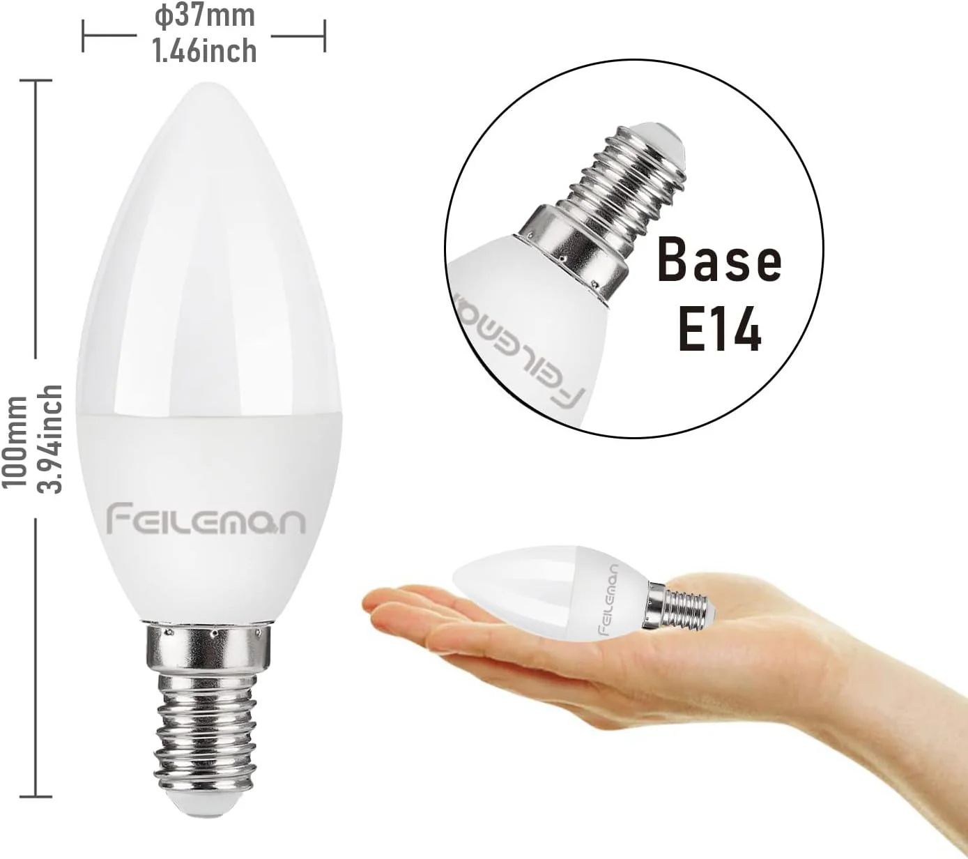 FEILEMAN LED Light Bulbs 8W Super Bright Small Edison Screw Warm White NEW - Image 2