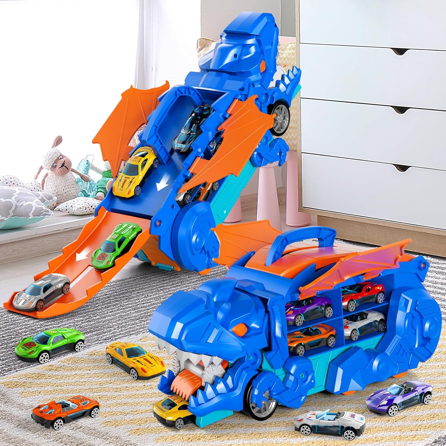 DRSM Dinosaur Ultimate Hauler Track Toy Transforms into Stomping Size 14 DEMO - Image 2