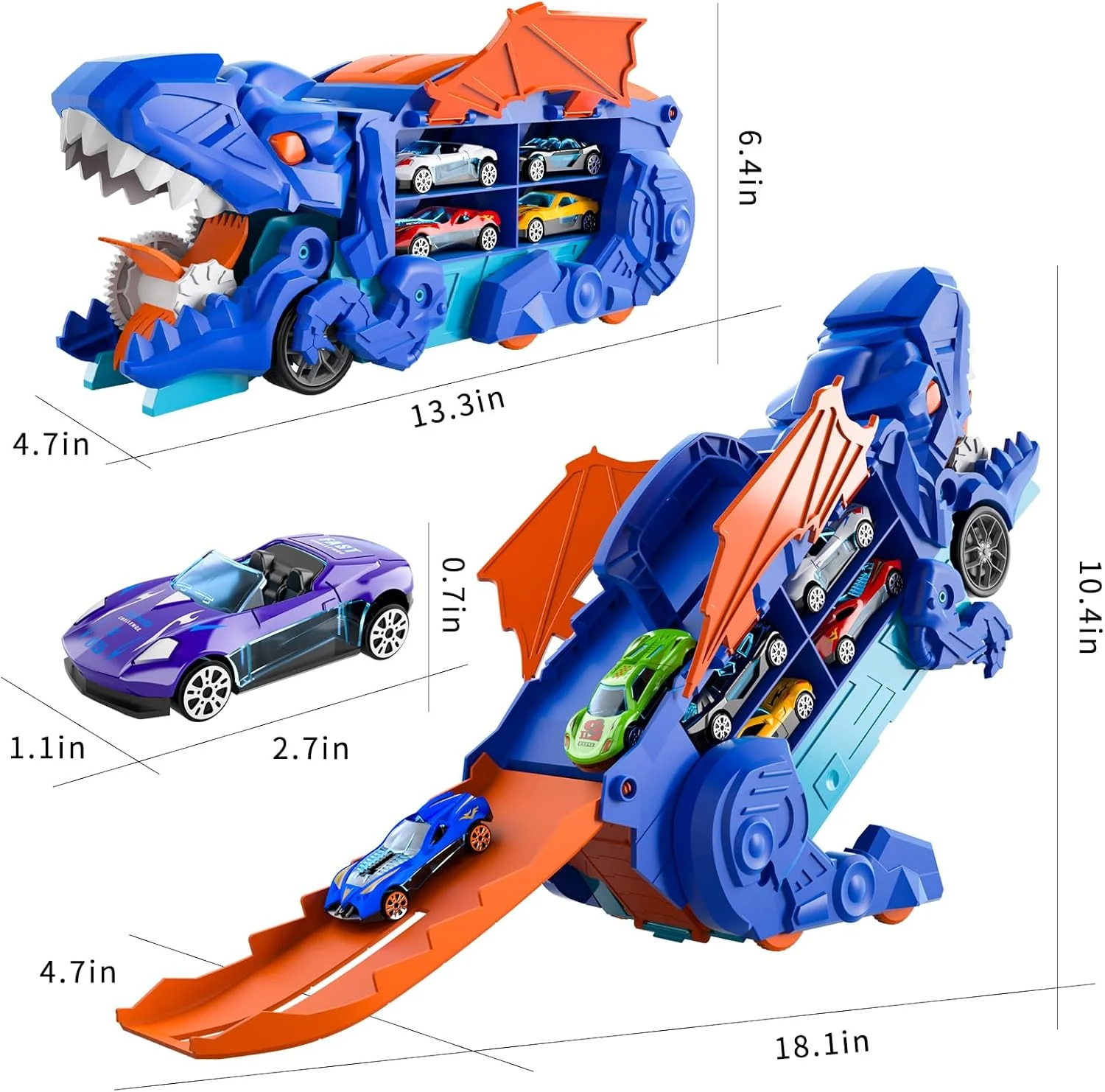 DRSM Dinosaur Ultimate Hauler Track Toy Transforms into Stomping Size 14 DEMO - Image 5