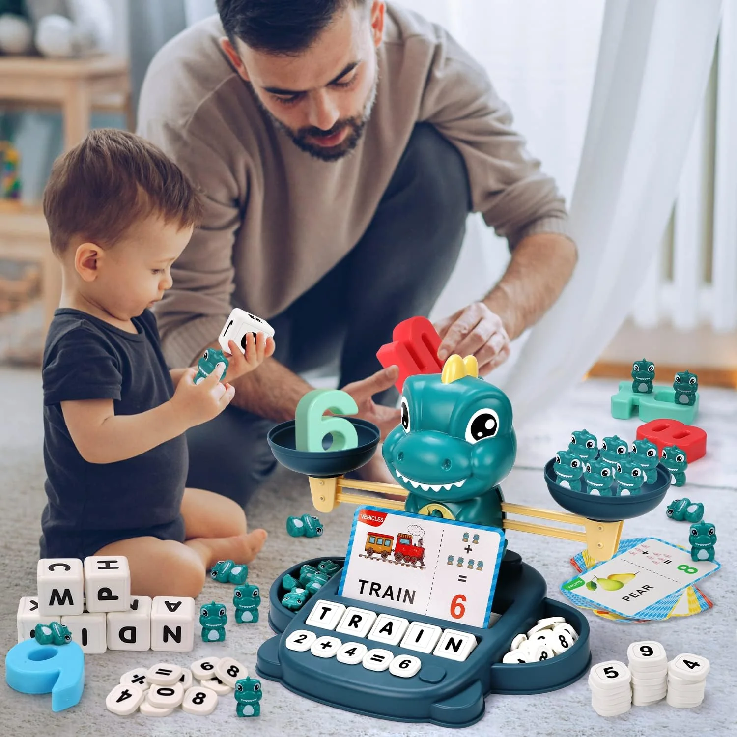 Qizebaby Kids Learning Toy Set Dinosaur Balance Counting Educational Playset NEW - Image 5