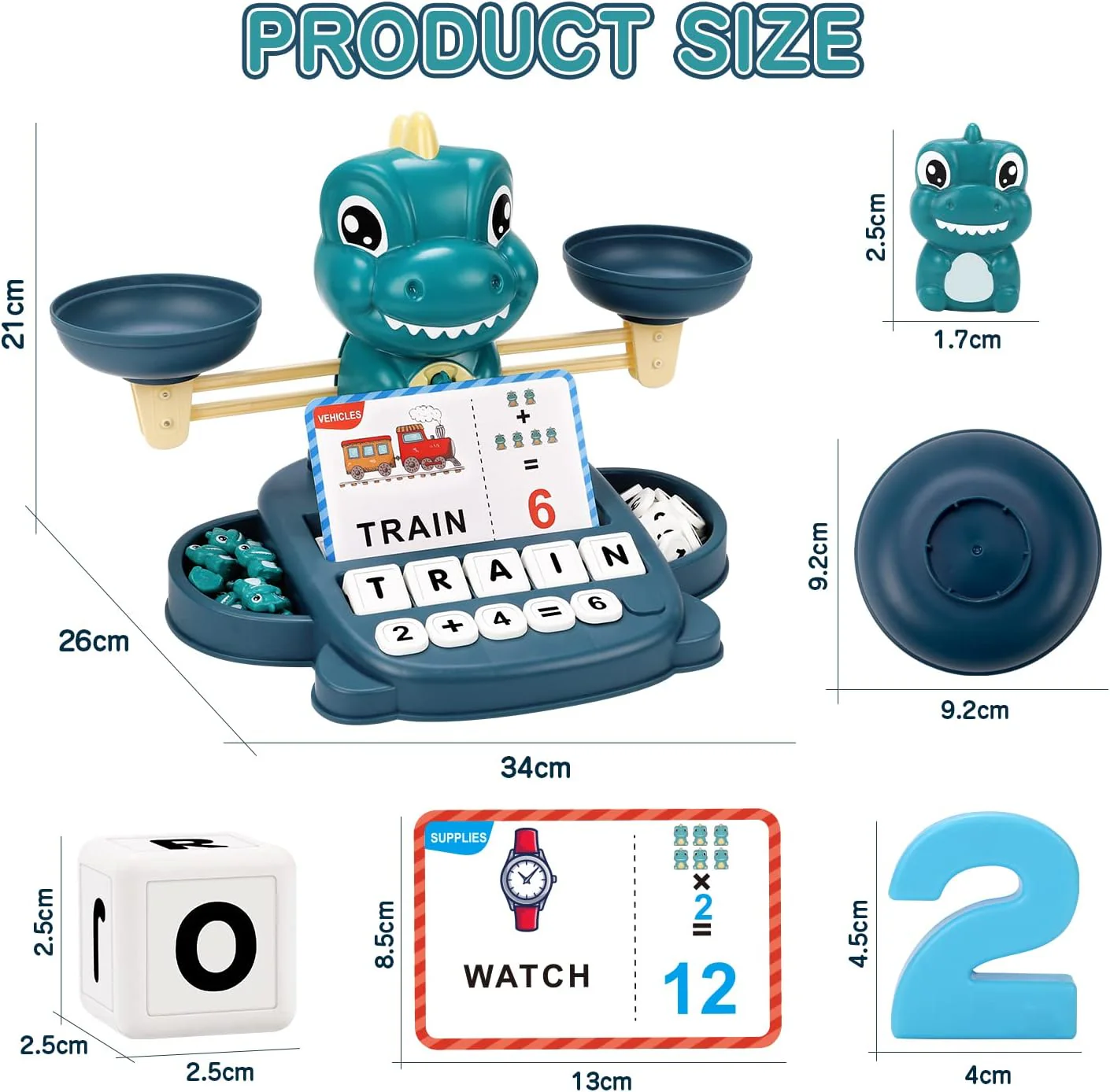 Qizebaby Kids Learning Toy Set Dinosaur Balance Counting Educational Playset NEW - Image 7
