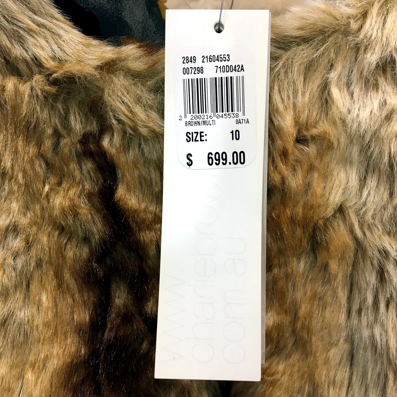 Charlie Brown Womens Faux Fur Coat Warm Comfortable Tan/Brown Size 10 NEW - Image 7