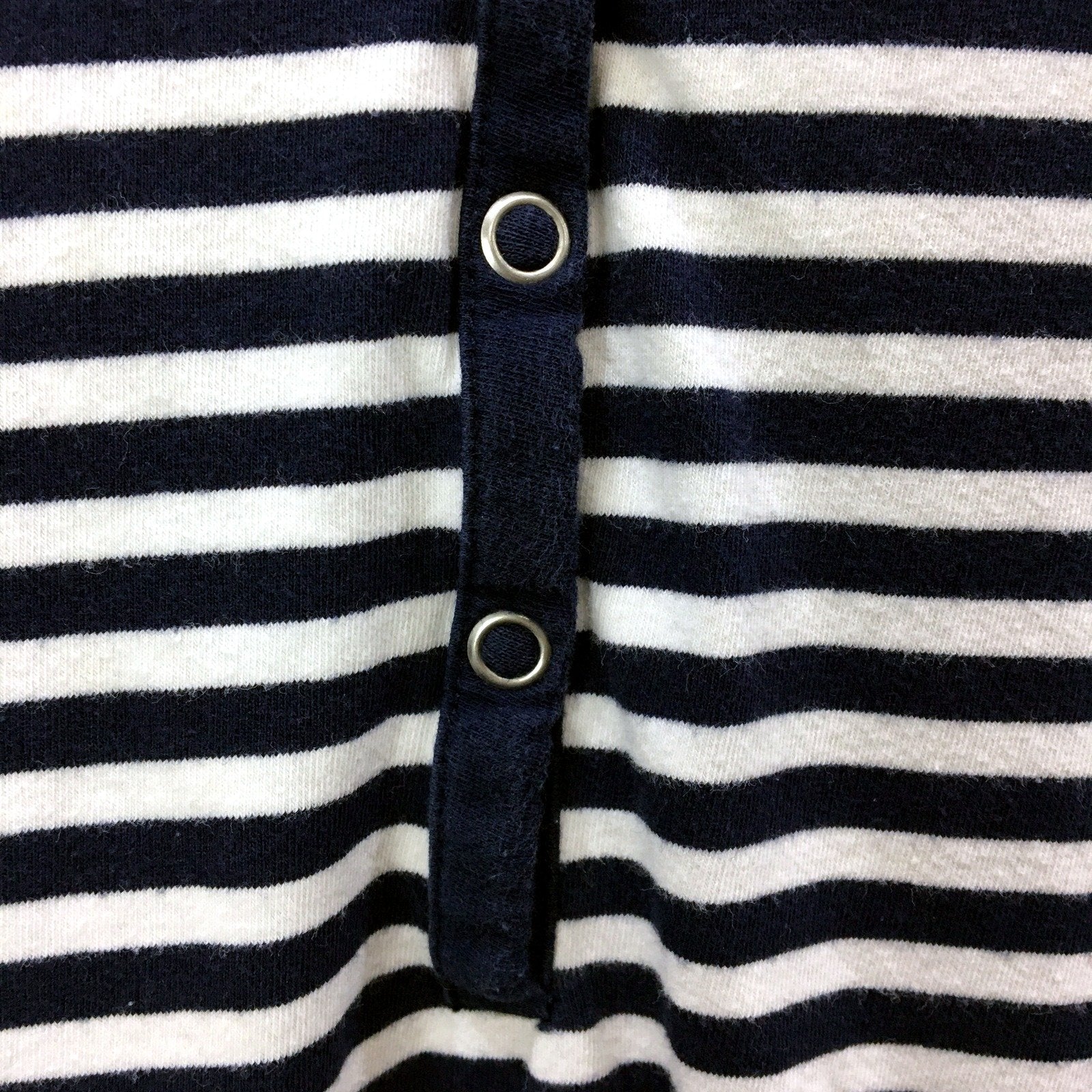 Bub020 Womens Striped Henley Shirt Navy and White Casual Cotton Size 10 - Image 4