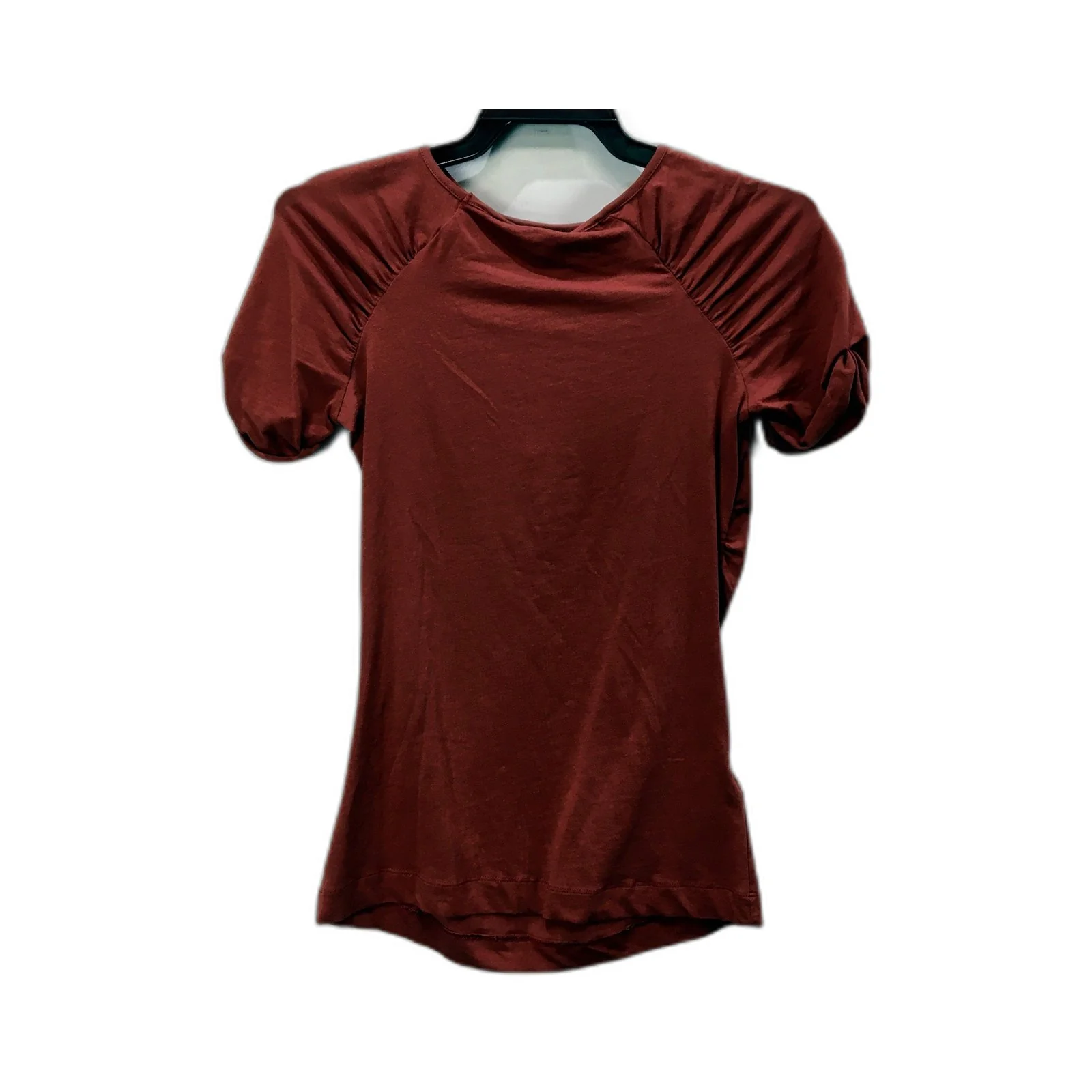 MNG Basics Womens Puff Sleeve Cotton Burgundy T-Shirt in Small NEW - Image 2