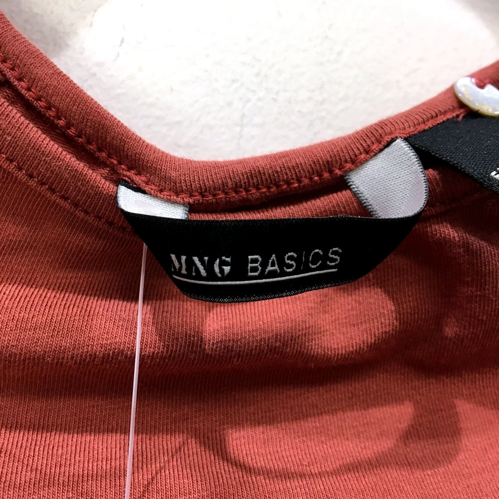 MNG Basics Womens Puff Sleeve Cotton Burgundy T-Shirt in Small NEW - Image 3