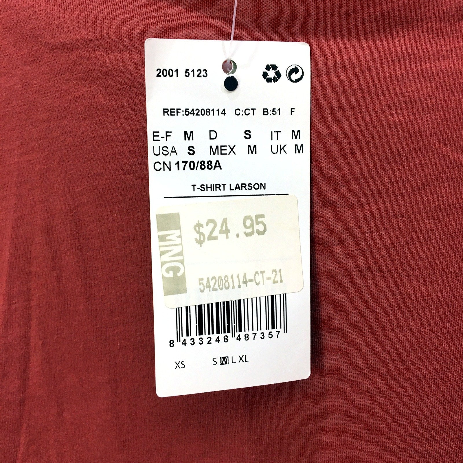 MNG Basics Womens Puff Sleeve Cotton Burgundy T-Shirt in Small NEW - Image 5