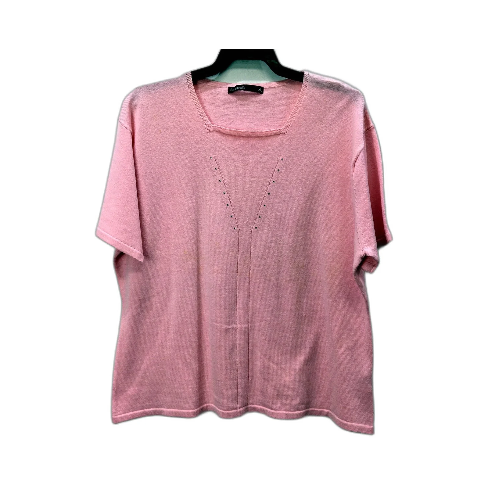Bluebells Womens Oversized Crewneck T-Shirt Soft Cotton Blend Pink Size XL