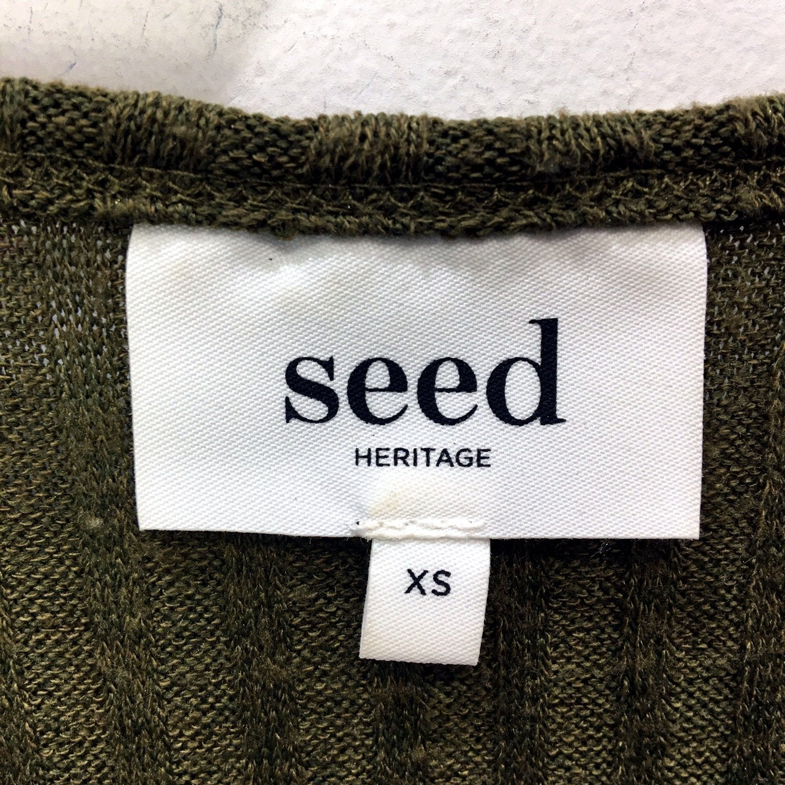 Seed Heritage Womens Ribbed Knit Pullover Sweater in Olive Green, XS Size - Image 5