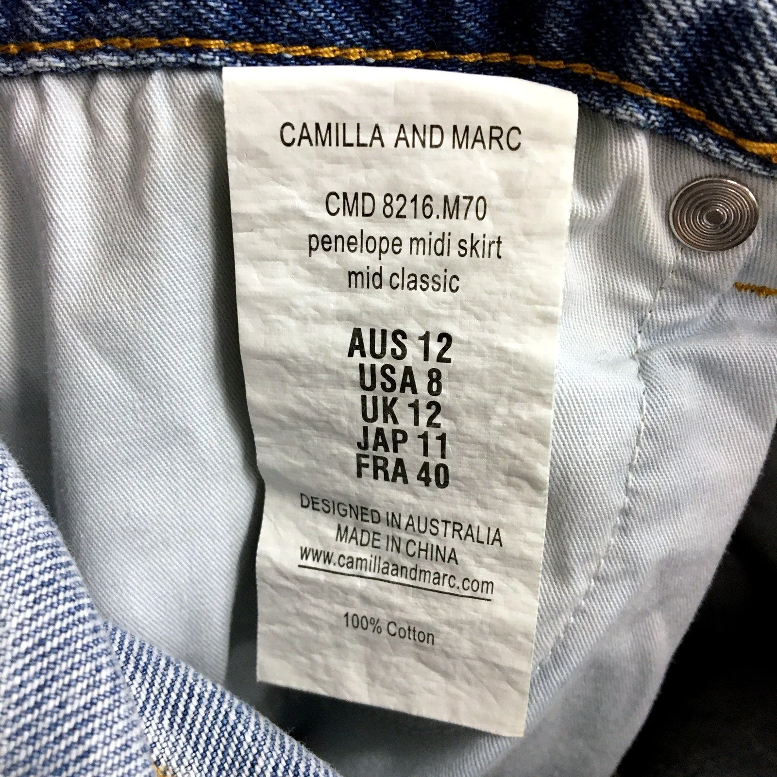 Camilla and Marc Womens Blue High Waisted Penelope Midi Skirt Size 12 - Image 4