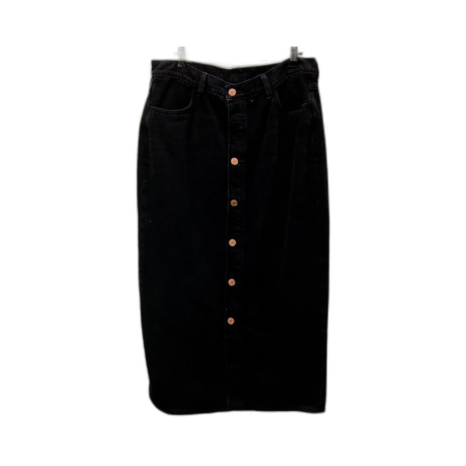 Monki Womens Denim Skirt Black Cotton Denim Midi Skirt Size 42