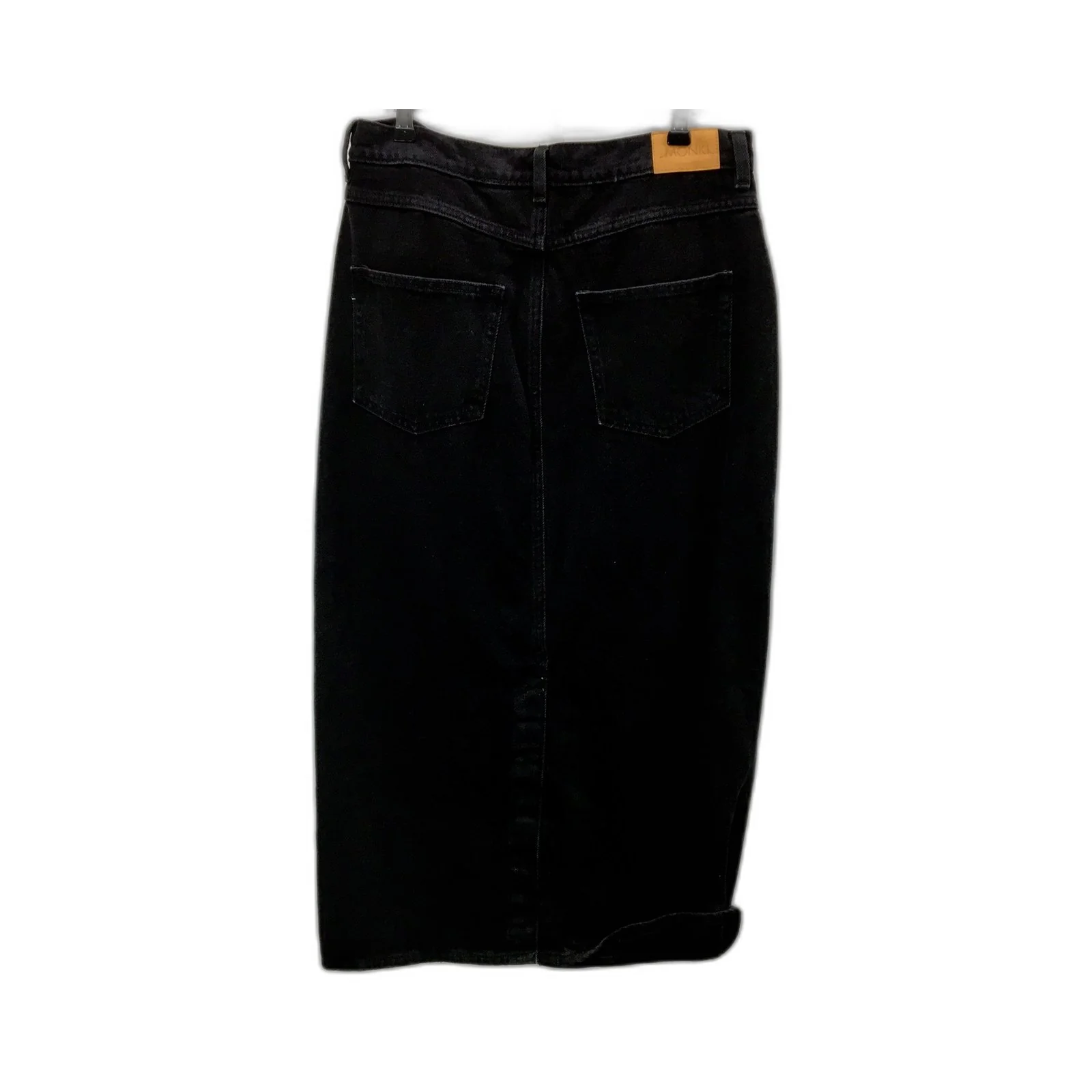 Monki Womens Denim Skirt Black Cotton Denim Midi Skirt Size 42 - Image 2