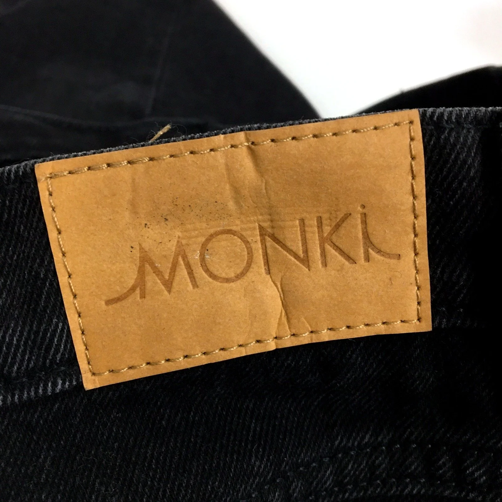 Monki Womens Denim Skirt Black Cotton Denim Midi Skirt Size 42 - Image 4