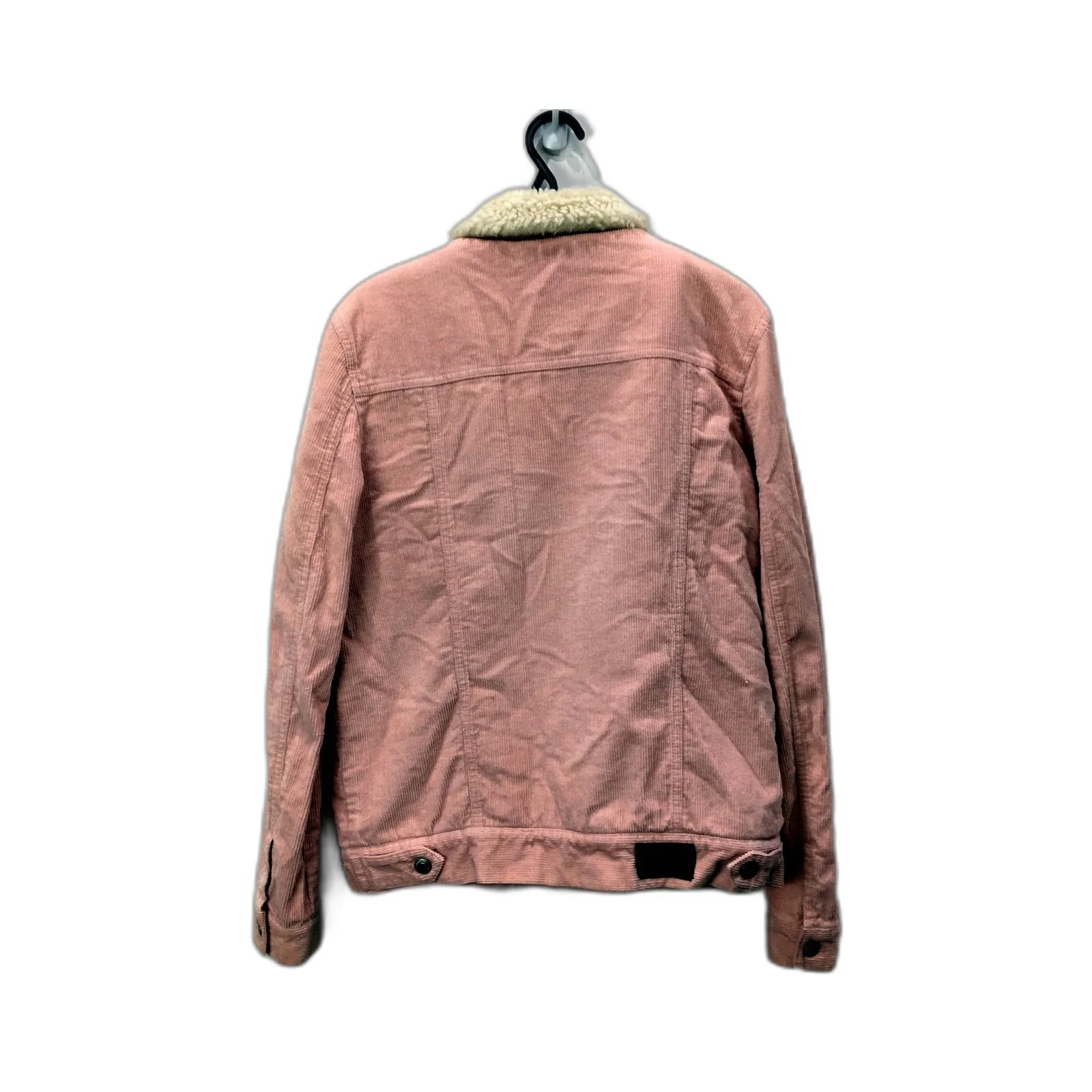 Ghanda Womens Corduroy Jacket with Faux Fur Collar in Pink, Size 10 - Image 2