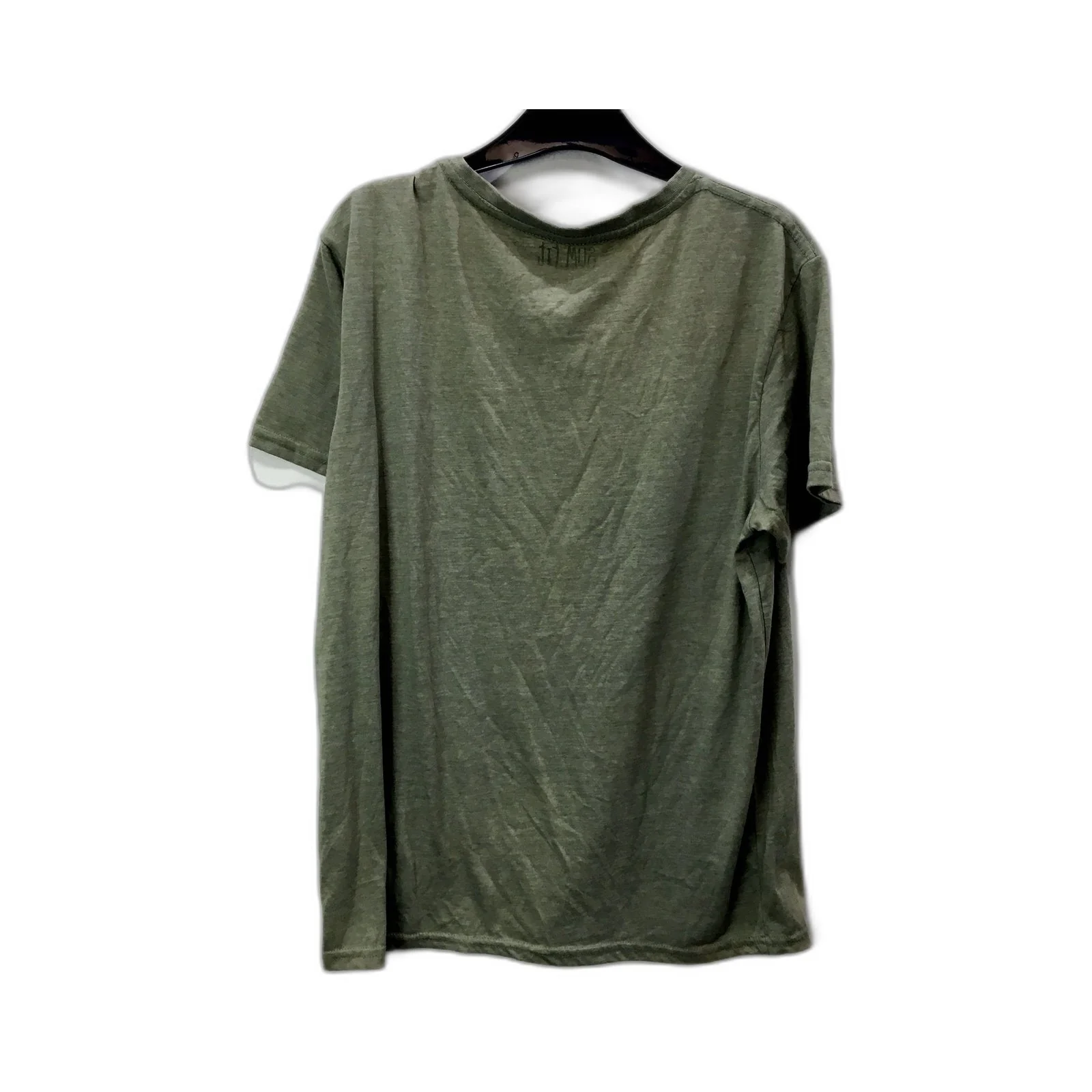 Slim Fit Mens Slim T-Shirt Fit Olive Green V-Neck T-Shirt, Size L, Comfortable - Image 2