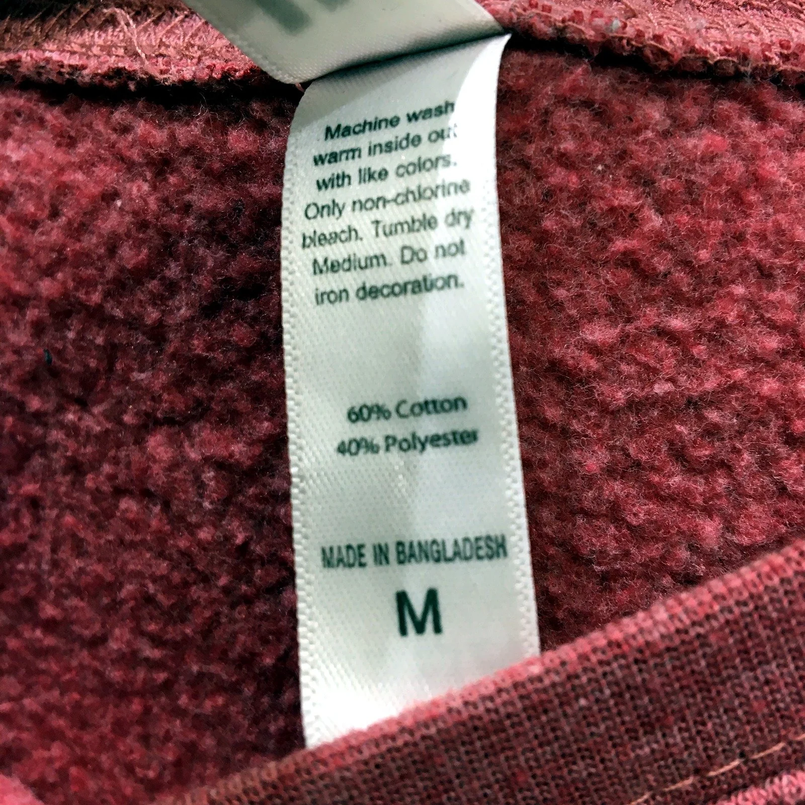 Burgundy Pullover Sweatshirt Womens with Graphic Design, Size M - Image 4