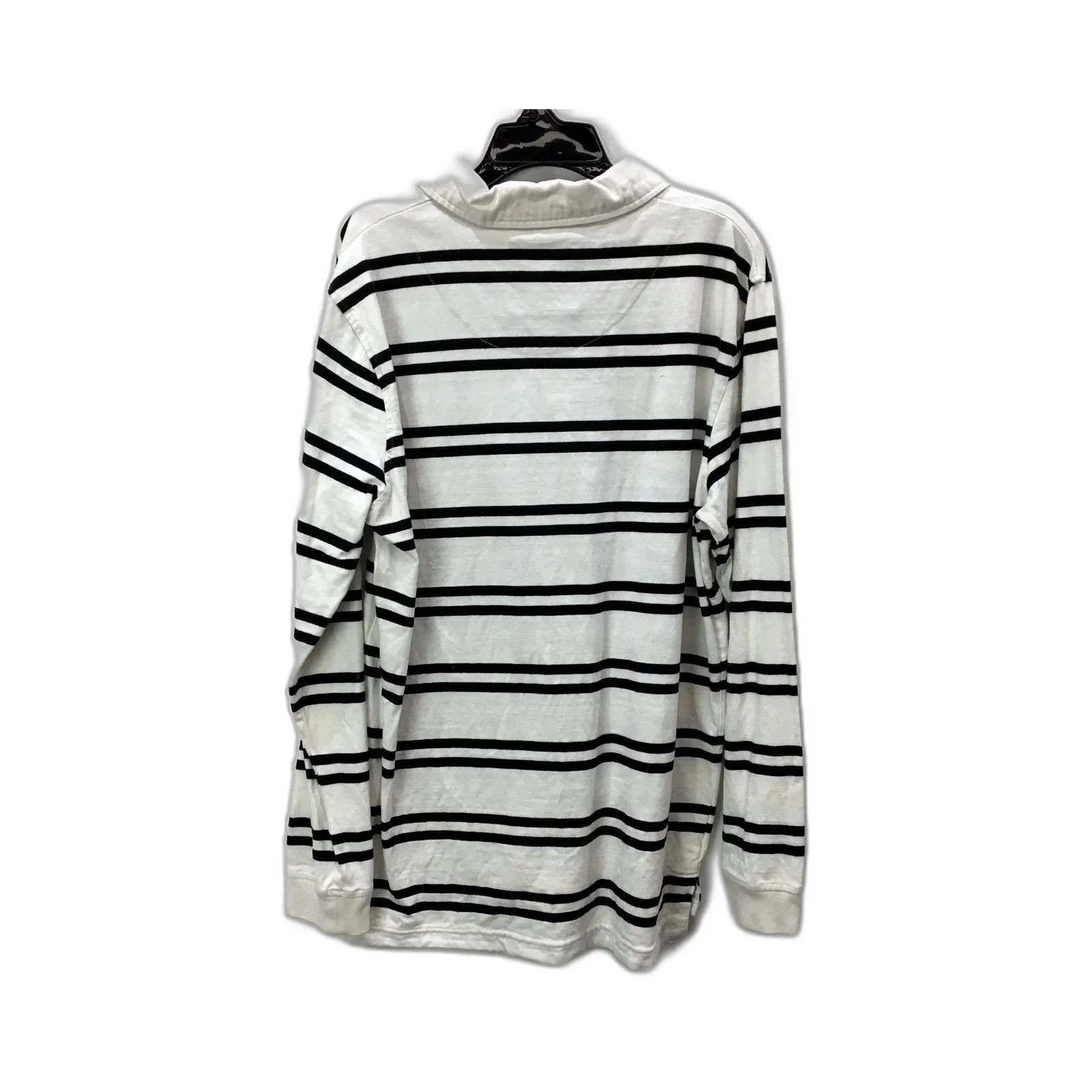 Rivers Mens Striped Rugby Shirt, Casual Cotton Top in White & Black, Small - Image 2