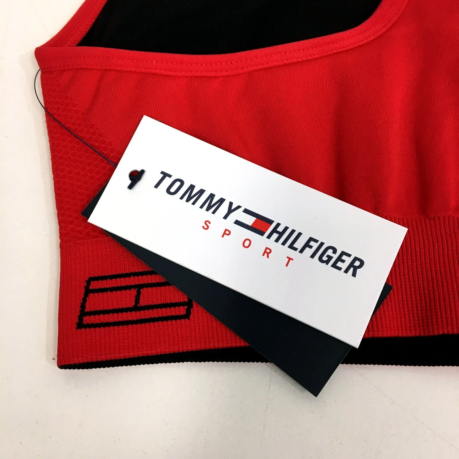 Tommy Hilfiger Womens Sports Bra Racerback Mesh Red Activewear XS NEW - Image 3