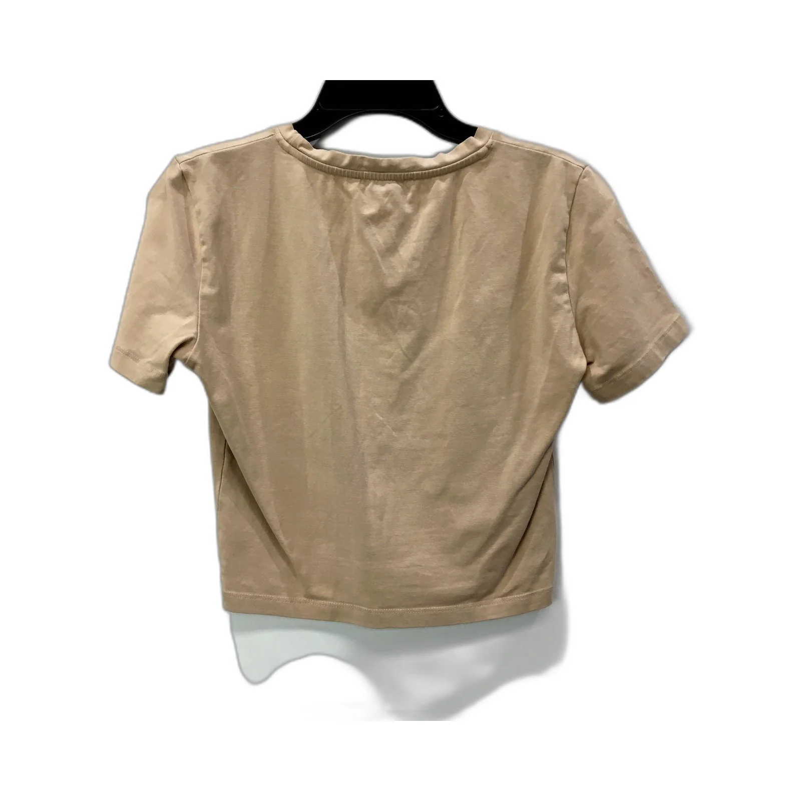 Zara Womens Cropped T-Shirt Cropped Beige T-Shirt - Soft, Comfortable Fit, Size - Image 2