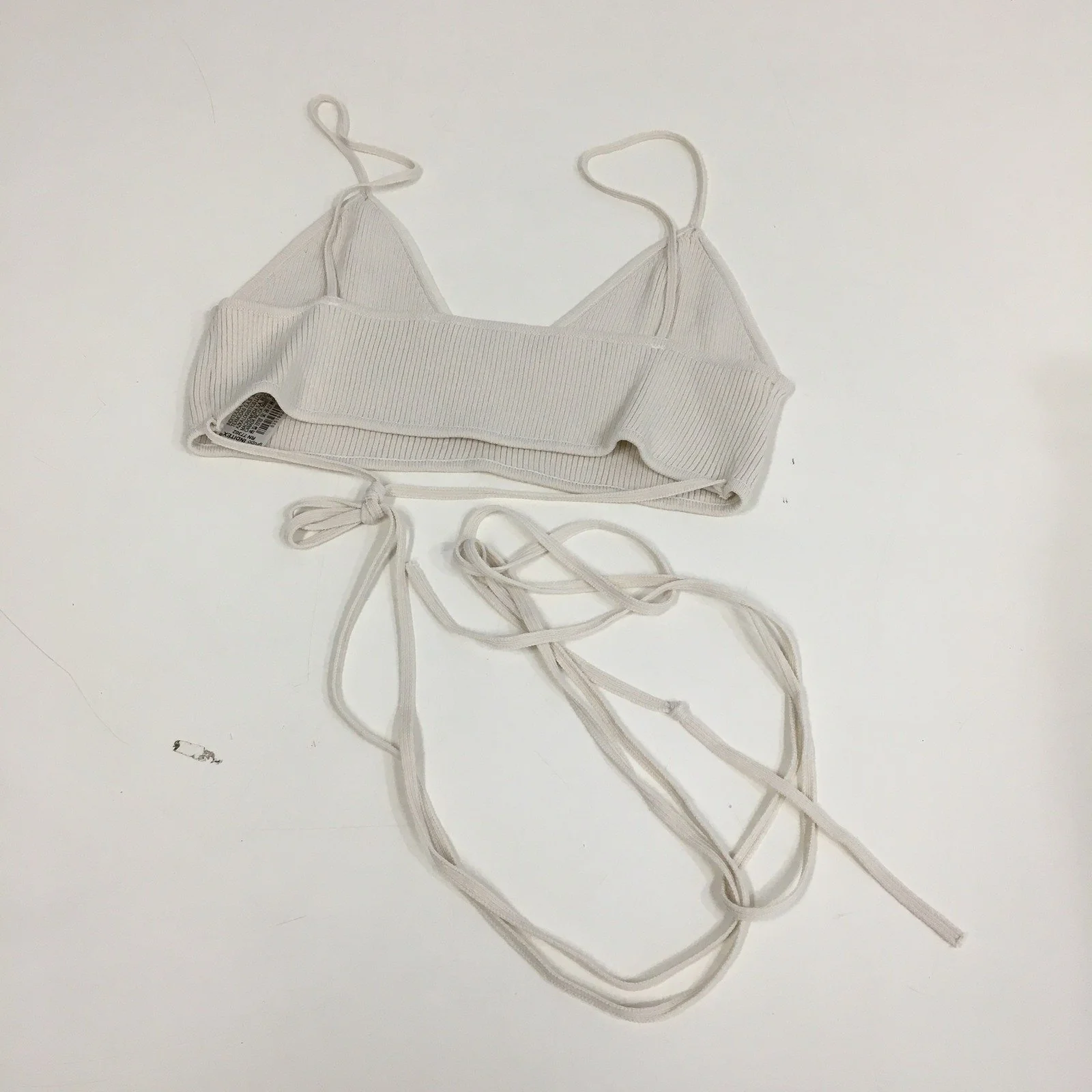 Zara Womens Ribbed Bralette Comfortable Everyday Cream Bra Size Medium - Image 3