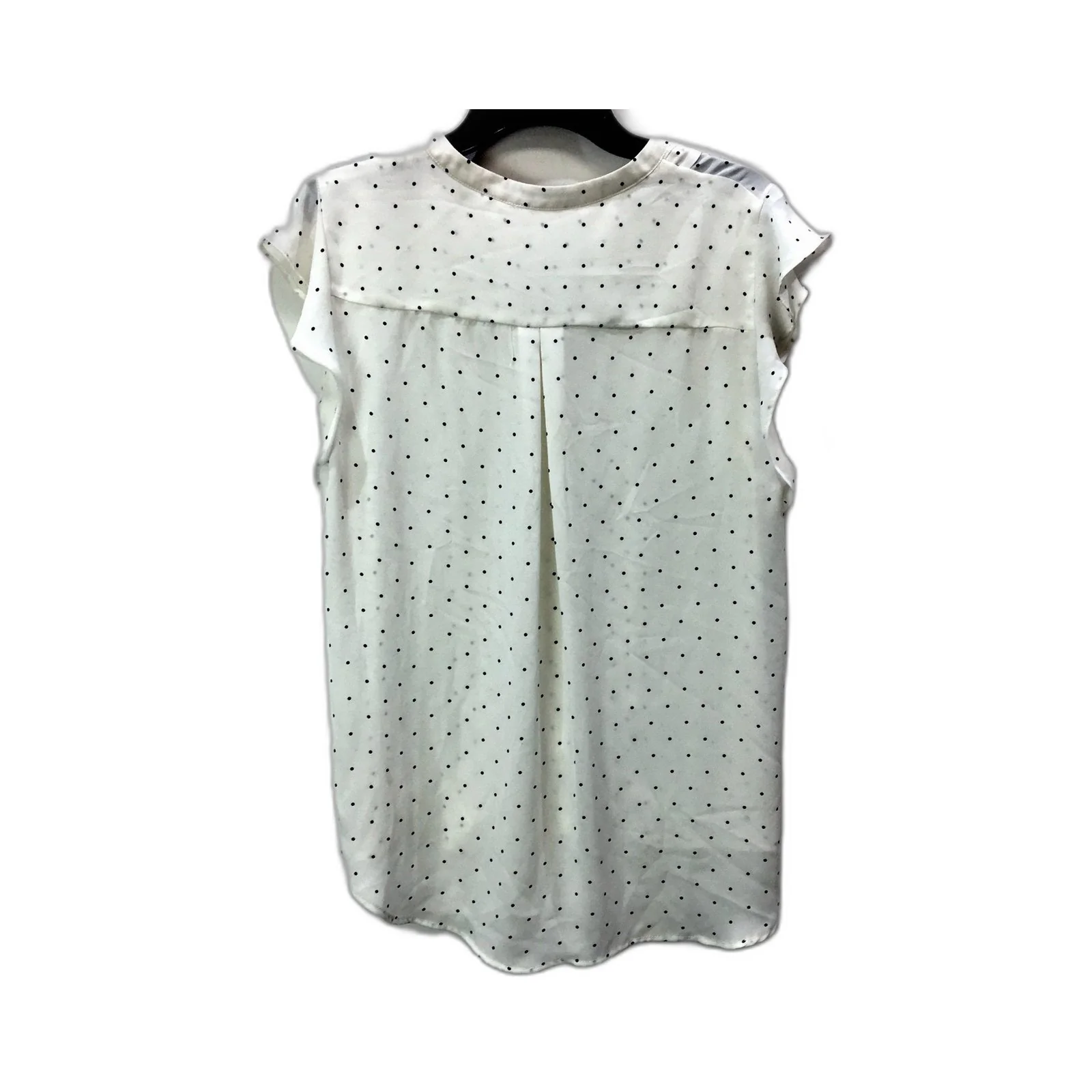 Tokito Womens Polka Dot Blouse Pleated Short Sleeve White, Black Dots Size 10 - Image 2