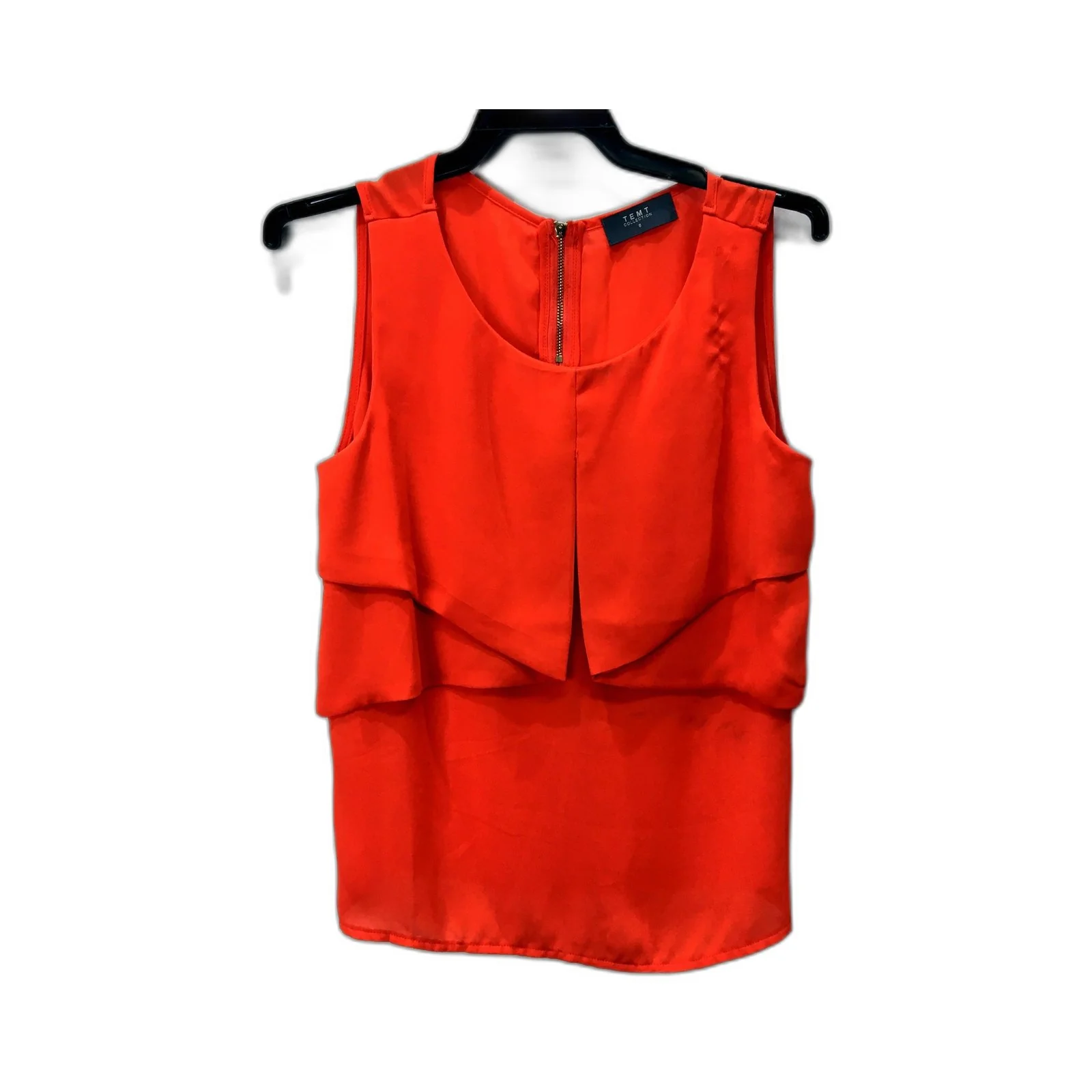 TEMT Collection Womens Sleeveless Top with Layered Zipper Design Orange Size 8