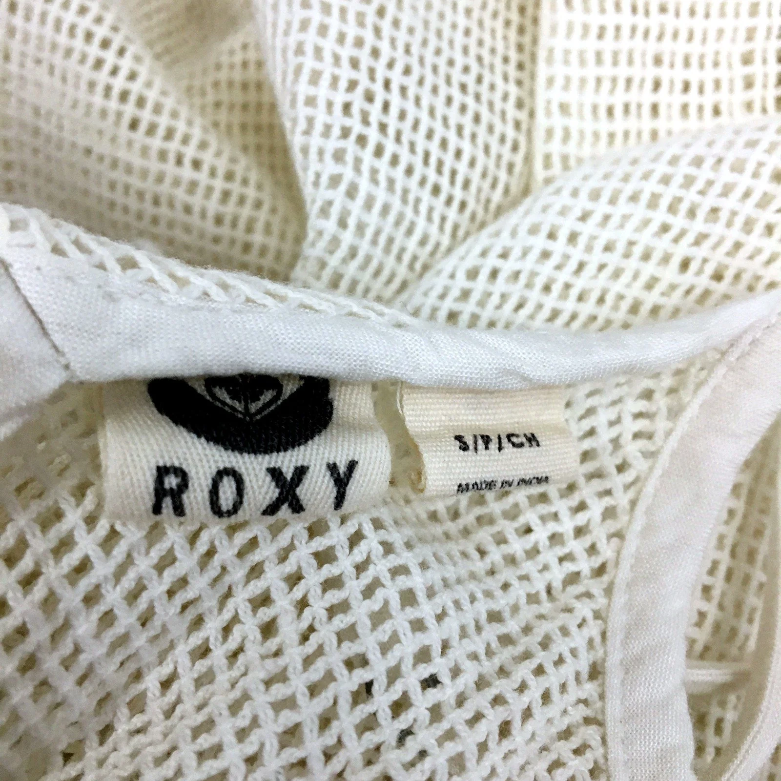 Roxy Womens Crochet Tank Top with Lace Trim in Cream, Size Small - Image 3