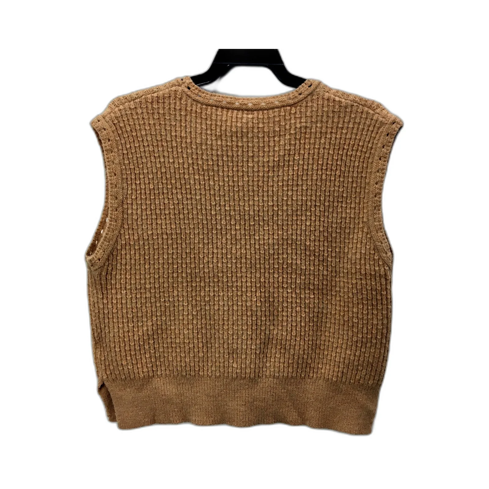 Pullover Sweater Vest Womens Ribbed Knit Sleeveless Tan/Beige Size S/M - Image 2