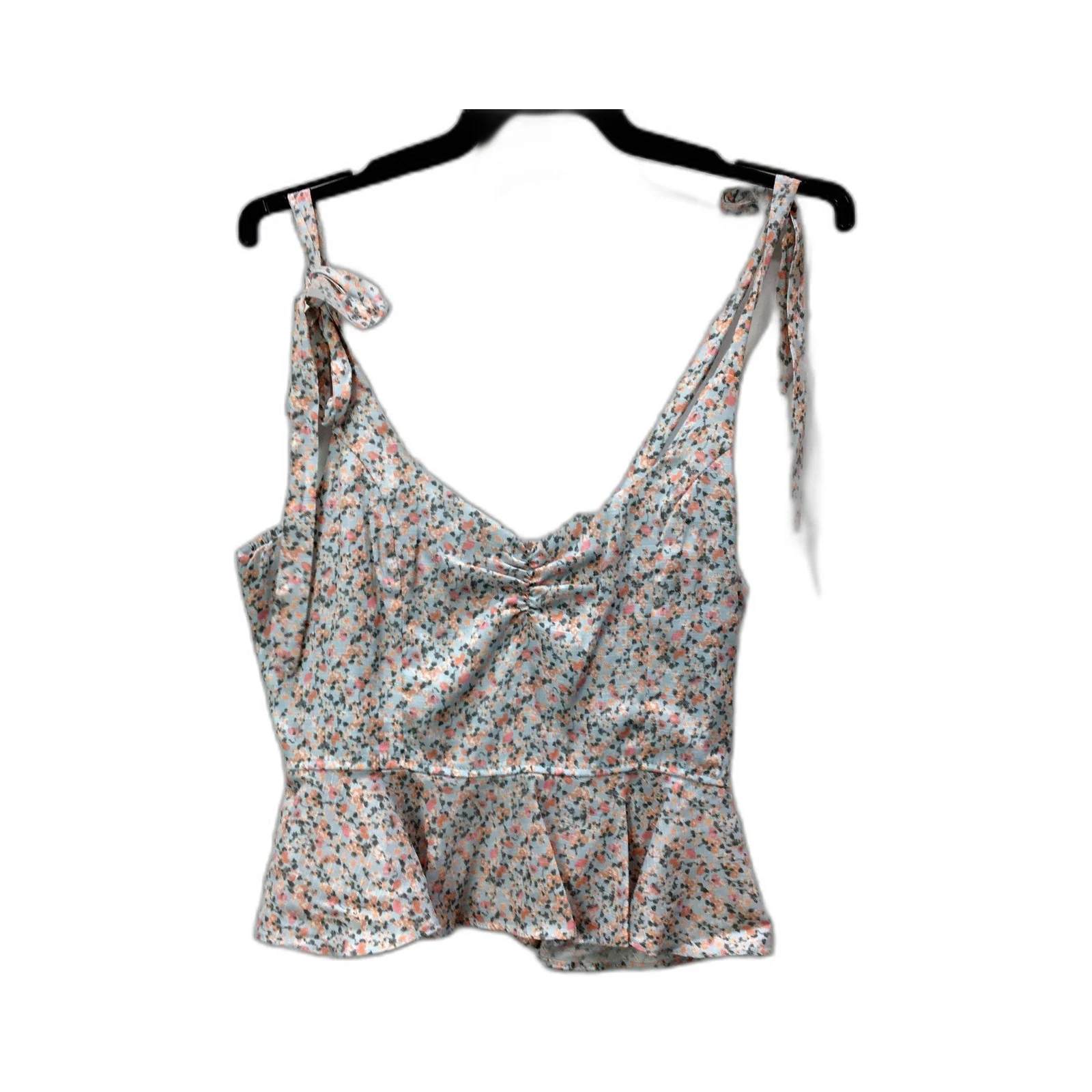 Lyon Womens Floral Peplum Tank Top, Sleeveless Cotton Blend, Size 12 NEW