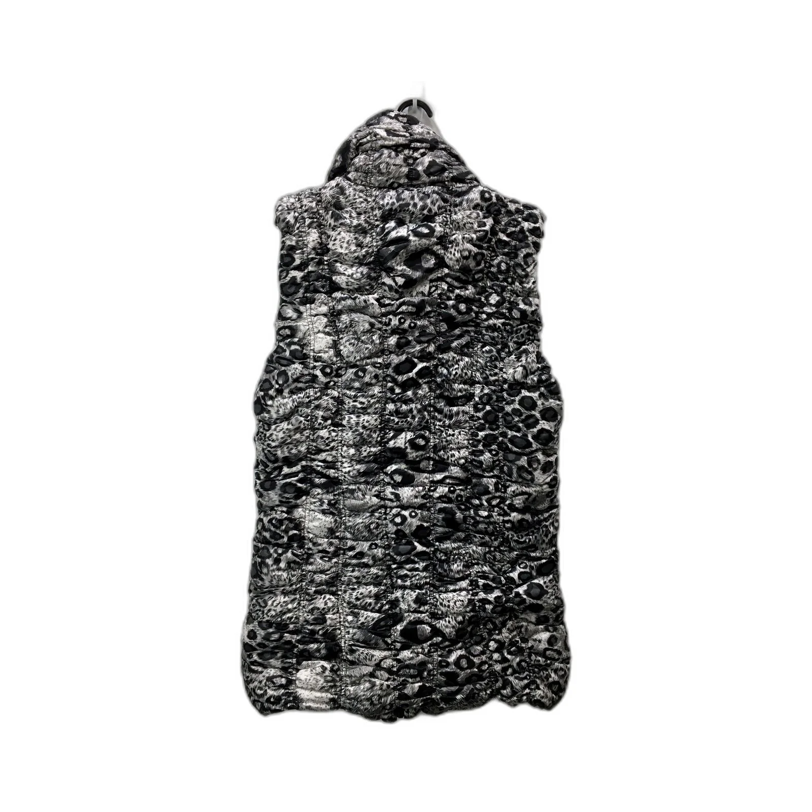 Monaco Jeans Womens Hooded Leopard Print Puffer Vest in Black & White, XL Size - Image 2