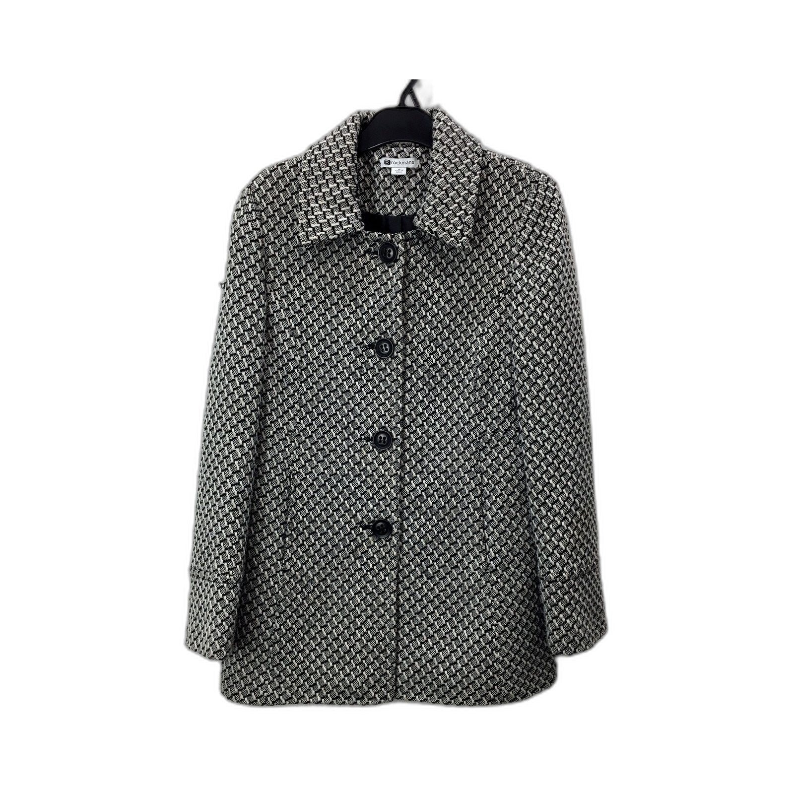 Rockmans Womens Wool Jacket Textured Pullover Sweater Black and White Size 12