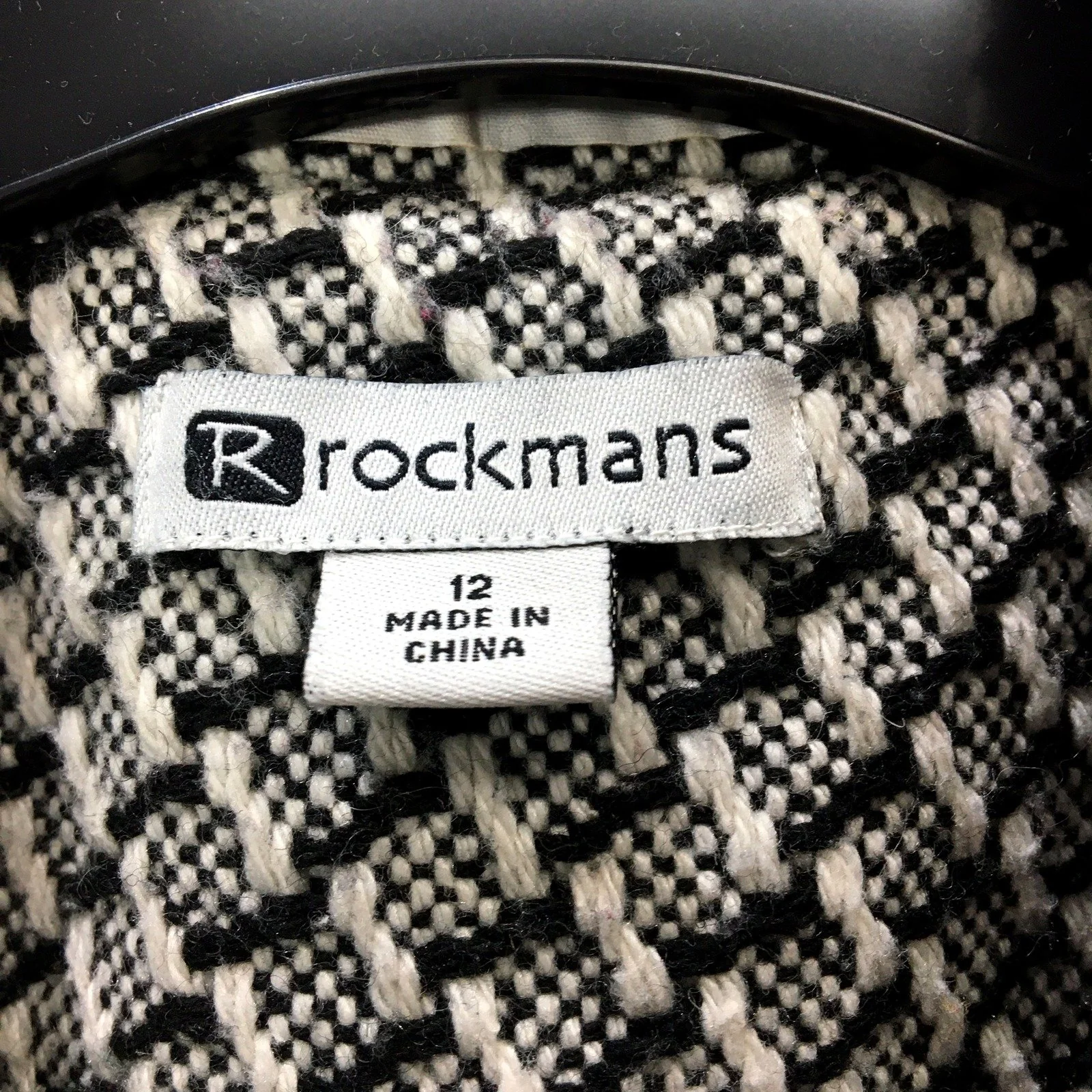 Rockmans Womens Wool Jacket Textured Pullover Sweater Black and White Size 12 - Image 3