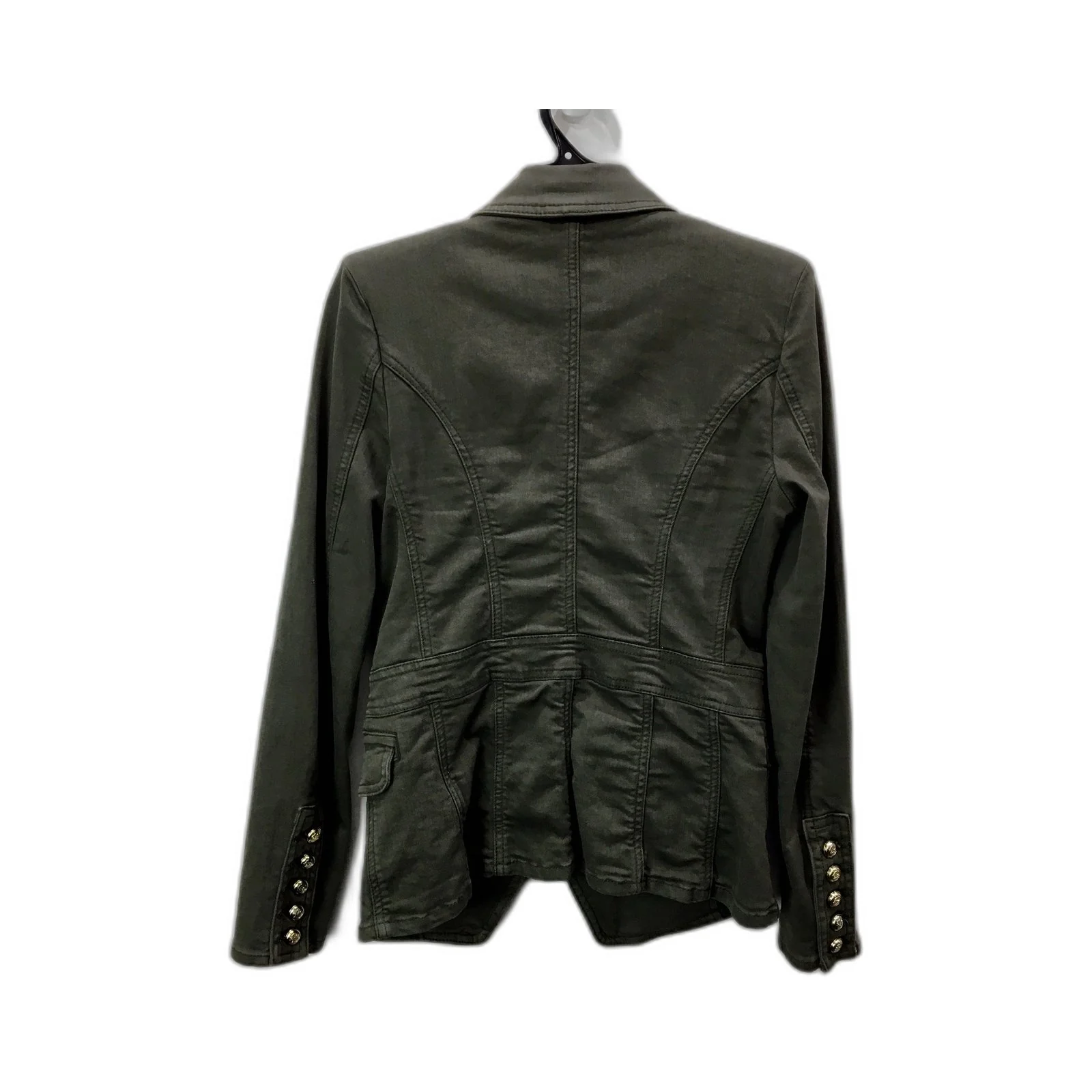 Decjuba Womens Olive Green Denim Jacket - Casual Outerwear Size 10 - Image 2