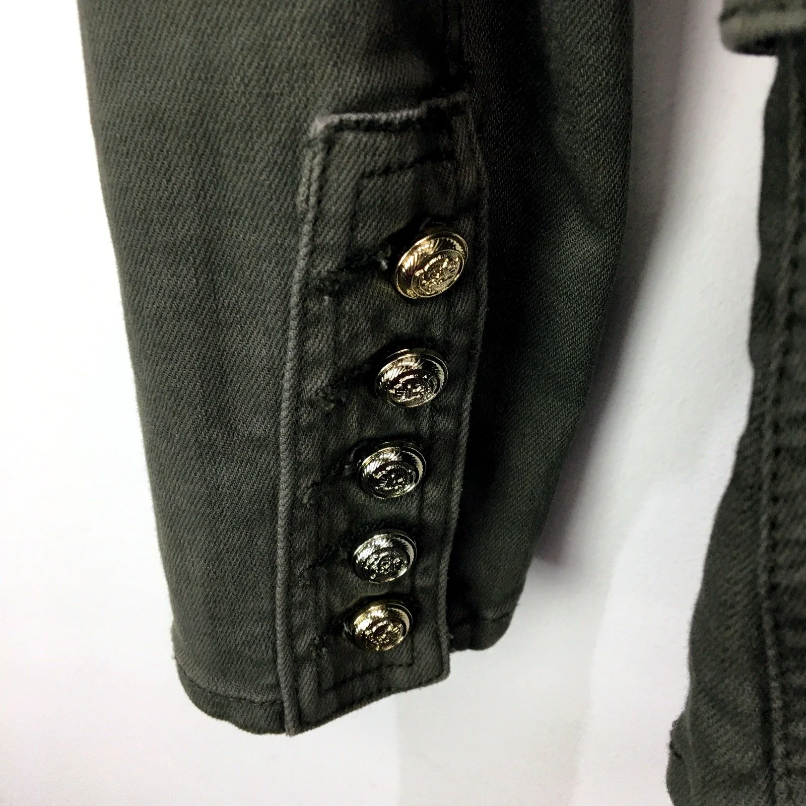 Decjuba Womens Olive Green Denim Jacket - Casual Outerwear Size 10 - Image 3