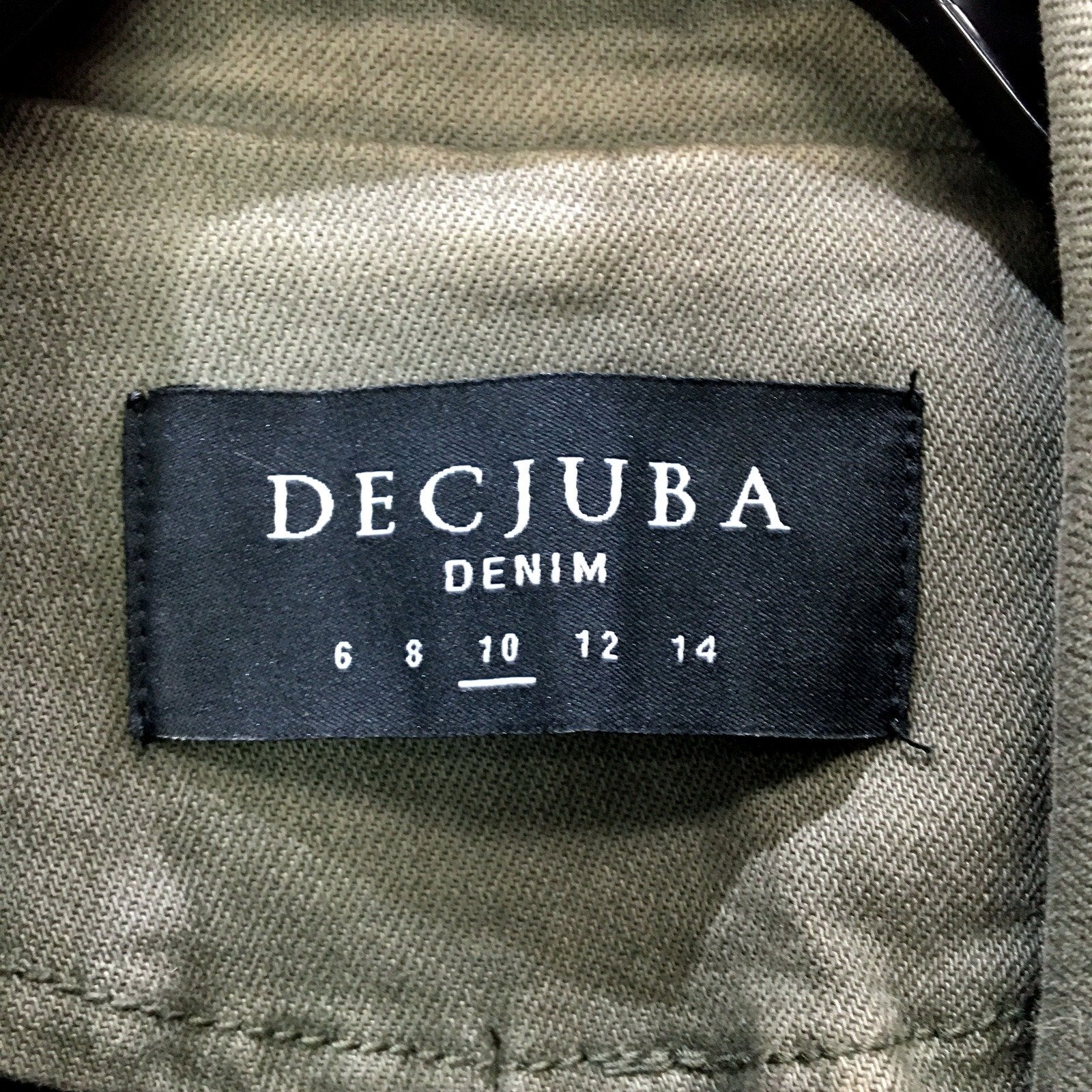 Decjuba Womens Olive Green Denim Jacket - Casual Outerwear Size 10 - Image 5