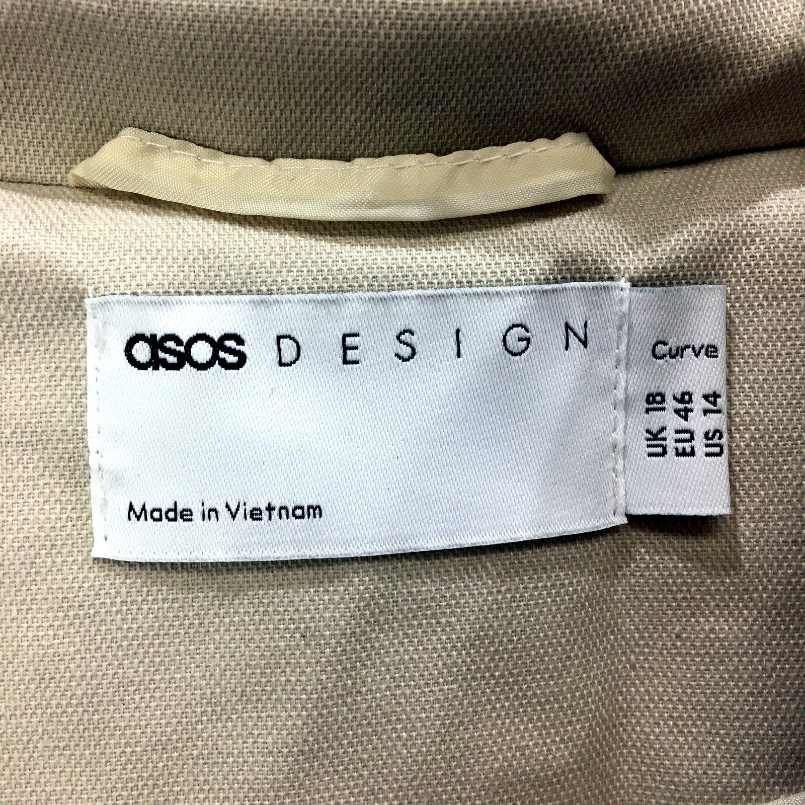 ASOS Design Womens Beige Trench Coat for Curvy Figures Size 18 NEW - Image 4