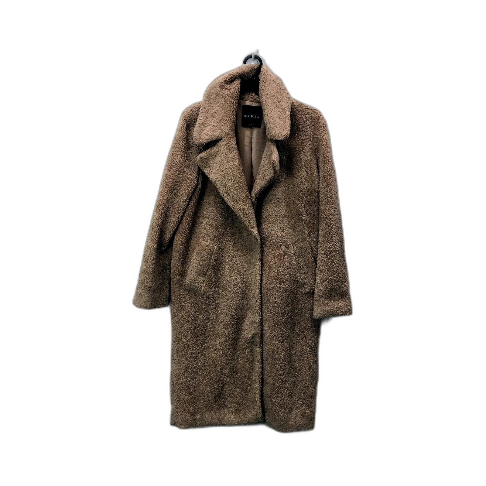Decjuba Unisex Teddy Coat in Plush Beige Oversized Soft Cozy Jacket Size S