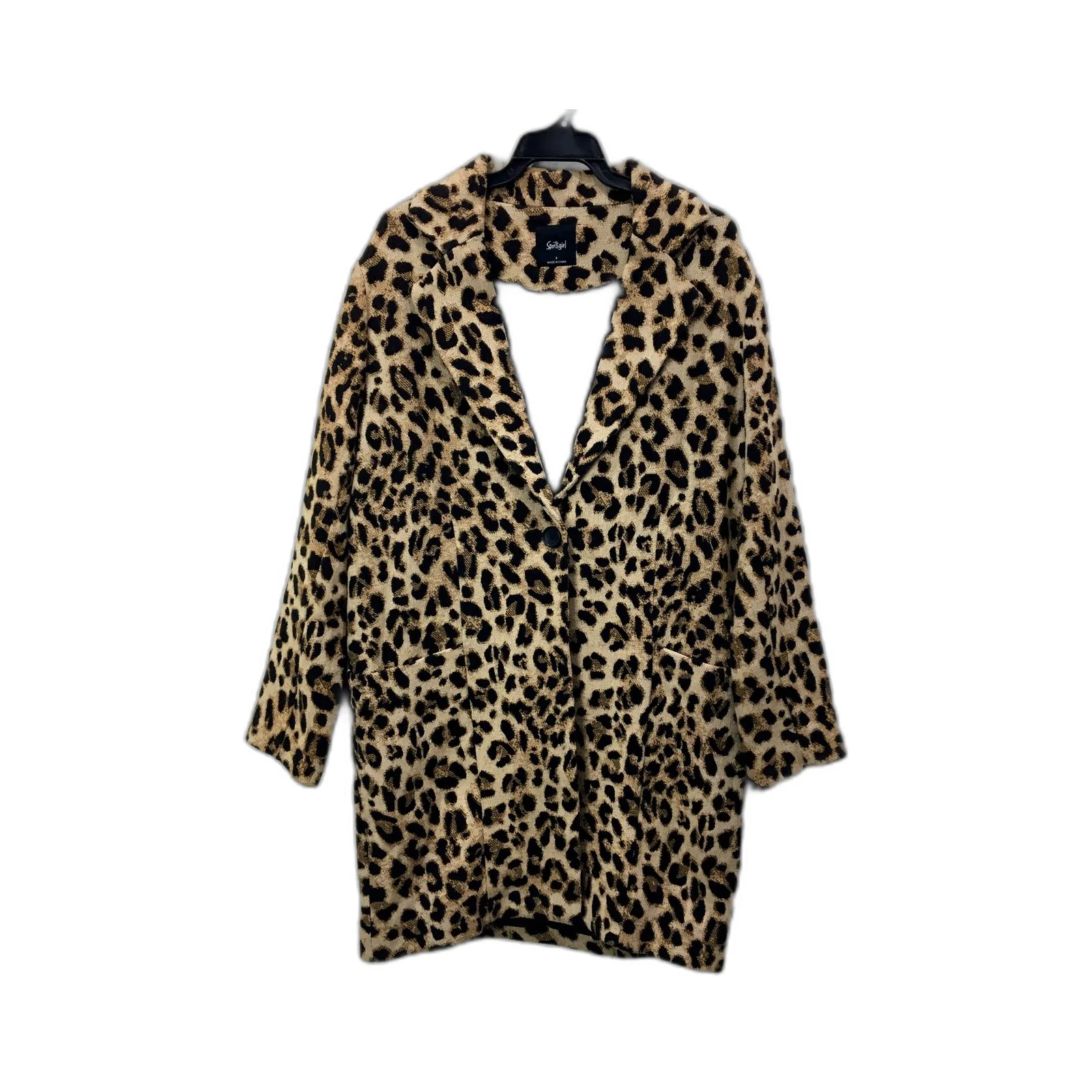 Sportsgirl Womens Leopard Print Coat Soft Comfortable Stylish Tan Black Size 8