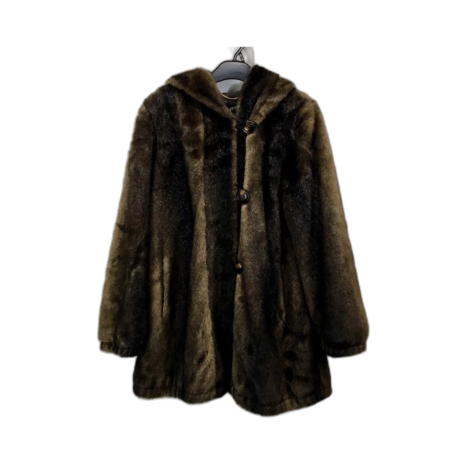 Ellen Tracy Womens Faux Fur Coat in Brown, Size S
