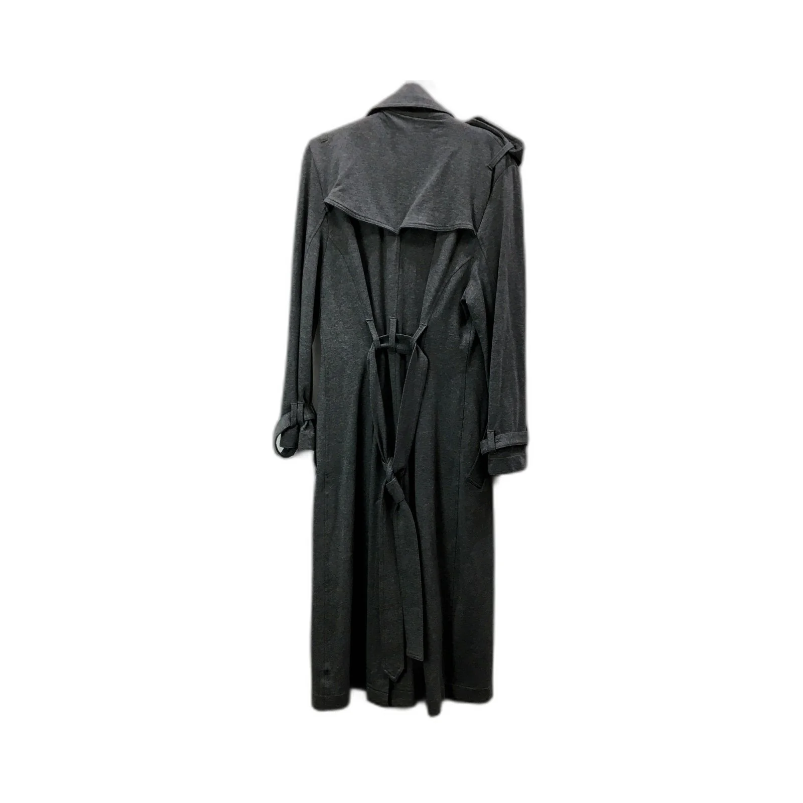 Normakama Womens Trenchcoat Gray Double Breasted Belted Lightweight Size Large - Image 2