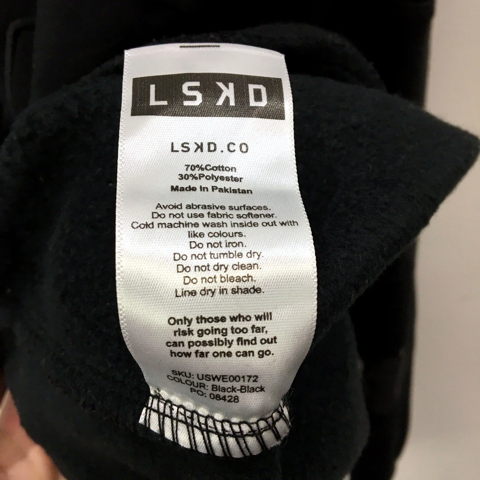 LSKD Mens Oversized Pullover Sweatshirt Black Streetwear Style Size XS - Image 3