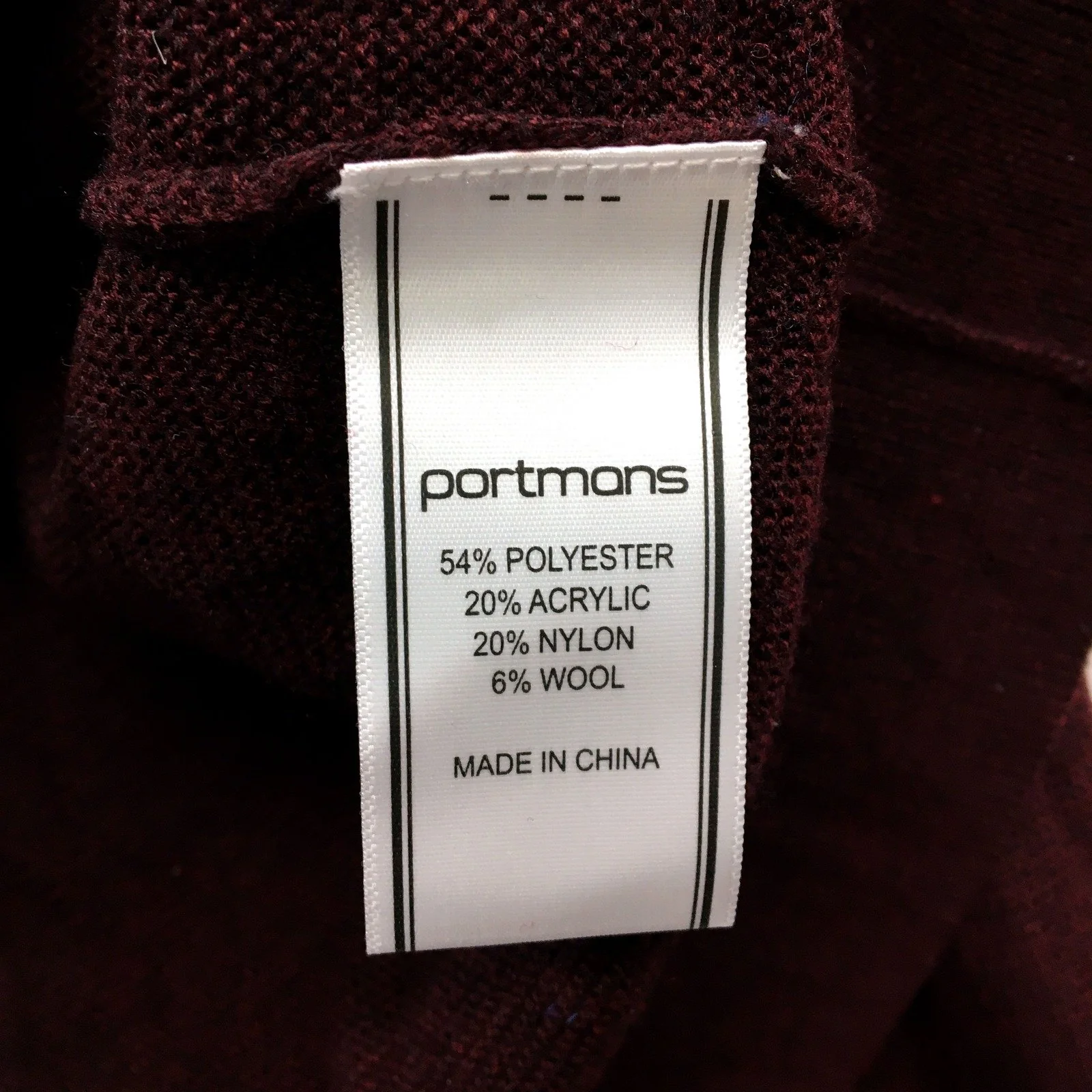 Portmans Womens Burgundy Cardigan Sweater - Soft & Comfortable Size M NEW - Image 3