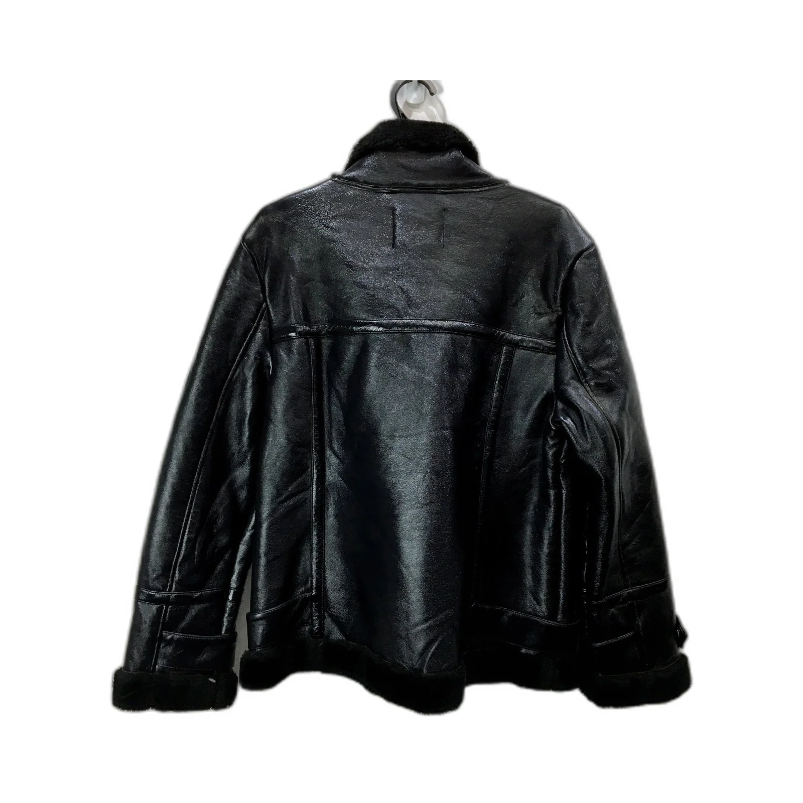 Dorothy Perkins Womens Faux Leather Moto Jacket Asymmetric Zip Black Size 12 - Image 2