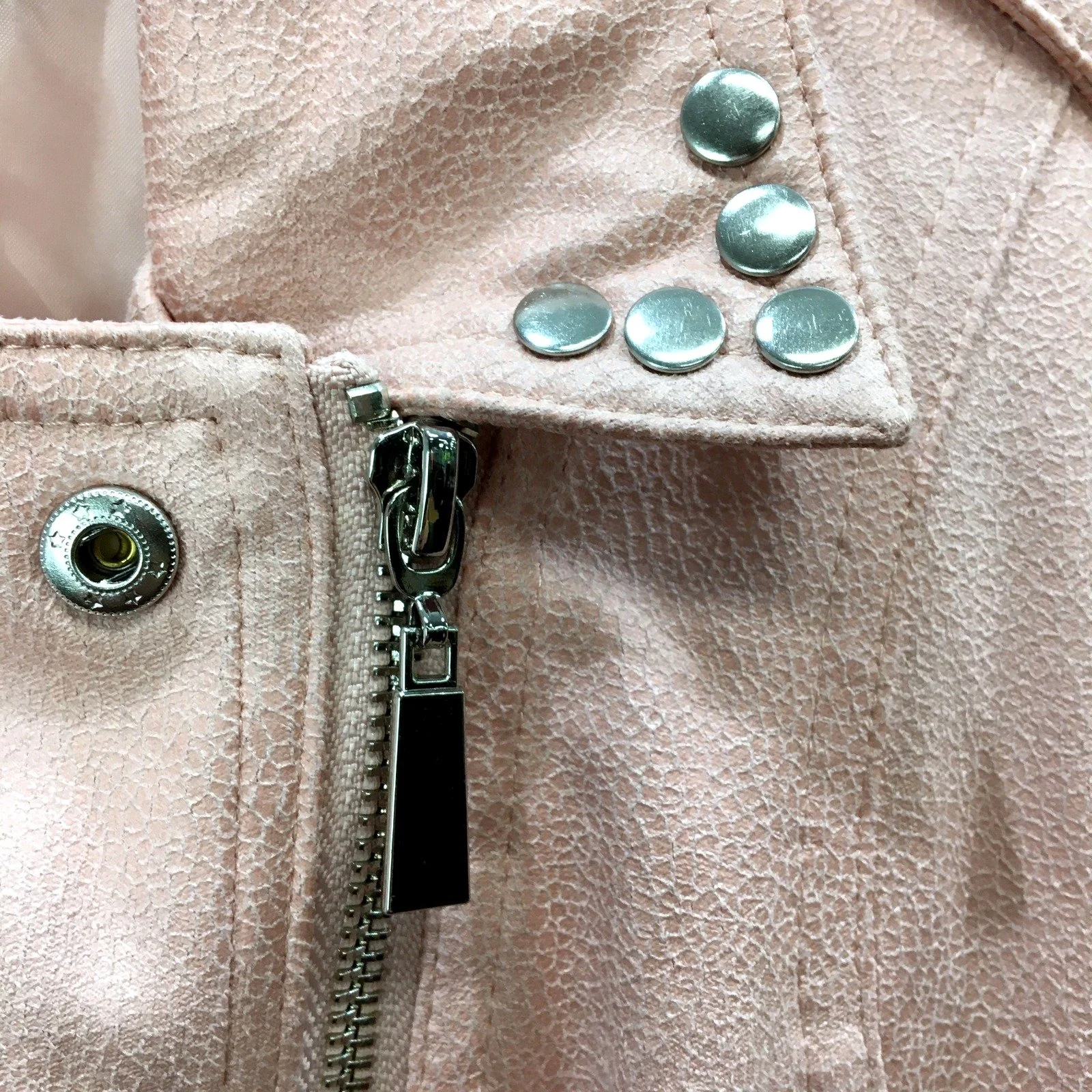 Frank Lyman Womens Studded Leather Moto Jacket in Dusty Rose, Size M NEW - Image 5