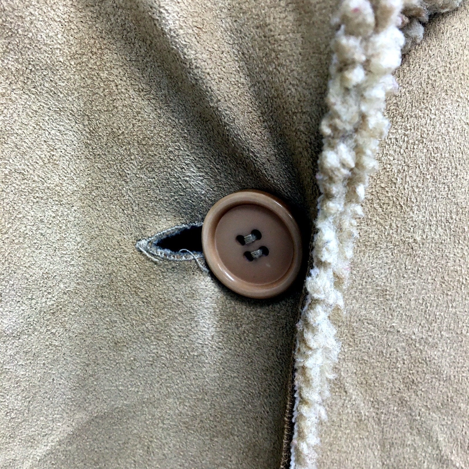 Caroline Morgan Womens Suede Sherpa Jacket Tan Size S - Image 4